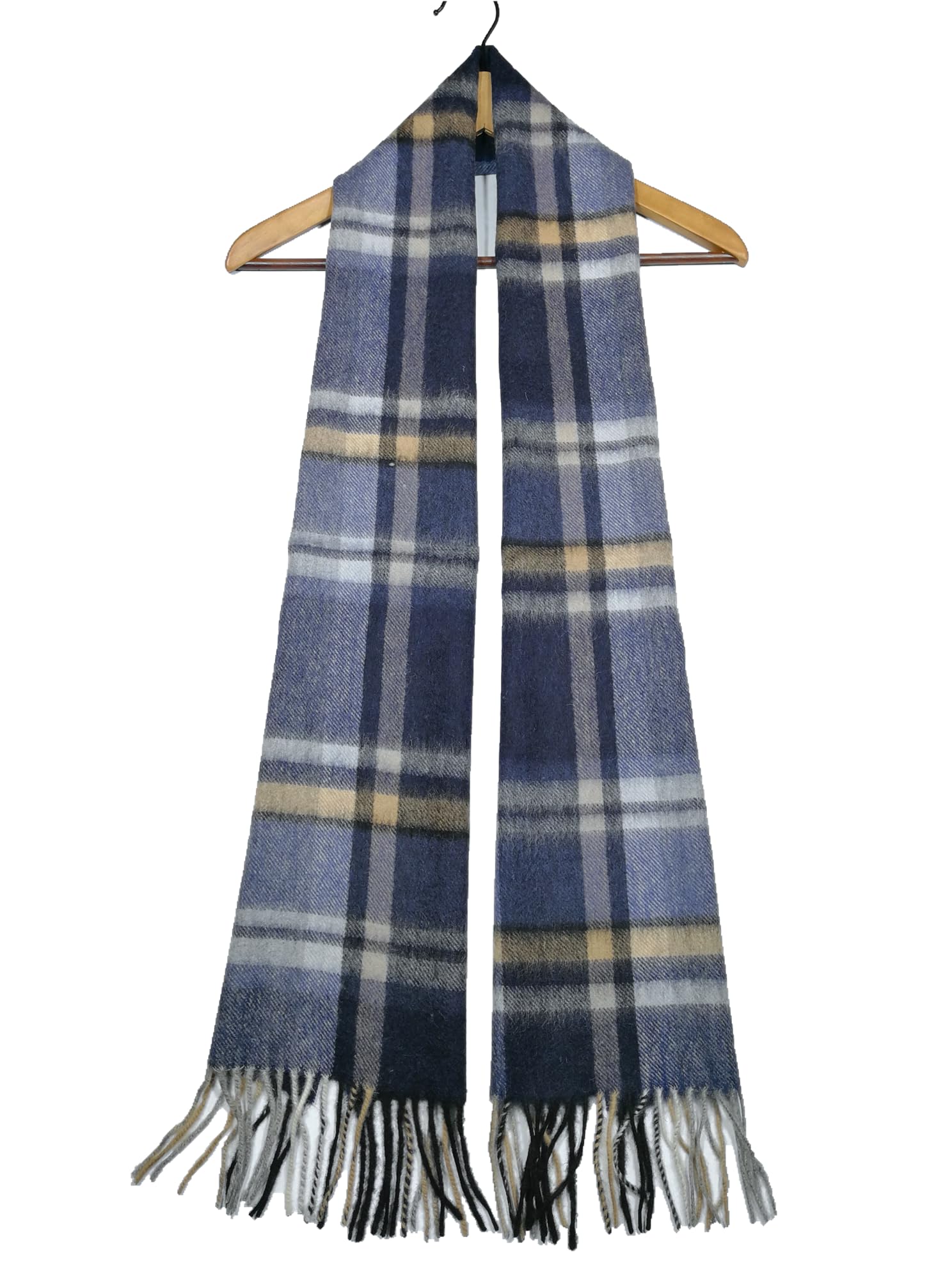 Shanlin 100% Australian Merino Wool Plaid Scarf for Men & Women – Soft, Warm, Lightweight Winter Wrap with Fringe