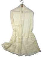 Shanlin Cotton Blend Solid Color Scarves with Elegant Lace Edge for Women
