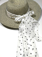 Shanlin Vintage Polka Dot Chiffon Skinny Scarf – Lightweight Retro Long Ribbon for Neck, Hair, Hat