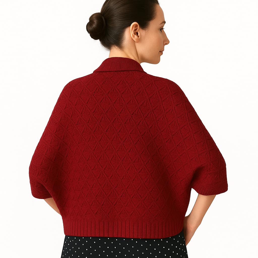 Shanlin Rhombus-Shaped Hollow Pattern Cocoon Cardigan Sweater Shawl