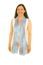 Shanlin 100% Mulberry Silk Chiffon Floral Long Scarf for Travel, Office, Wedding & Daily Wear 180 x 65 cm
