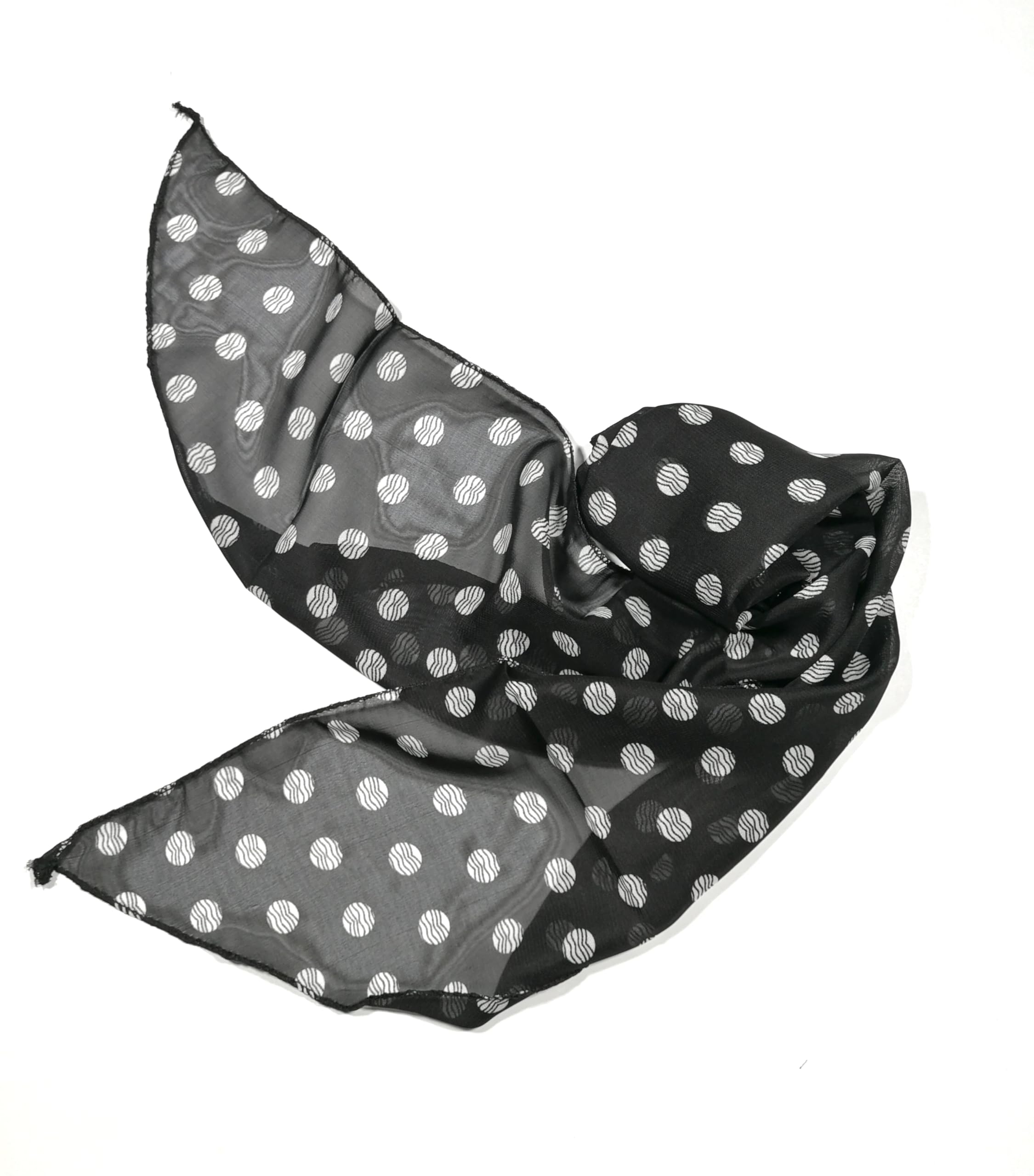 Shanlin Vintage Polka Dot Chiffon Skinny Scarf – Lightweight Retro Long Ribbon for Neck, Hair, Hat