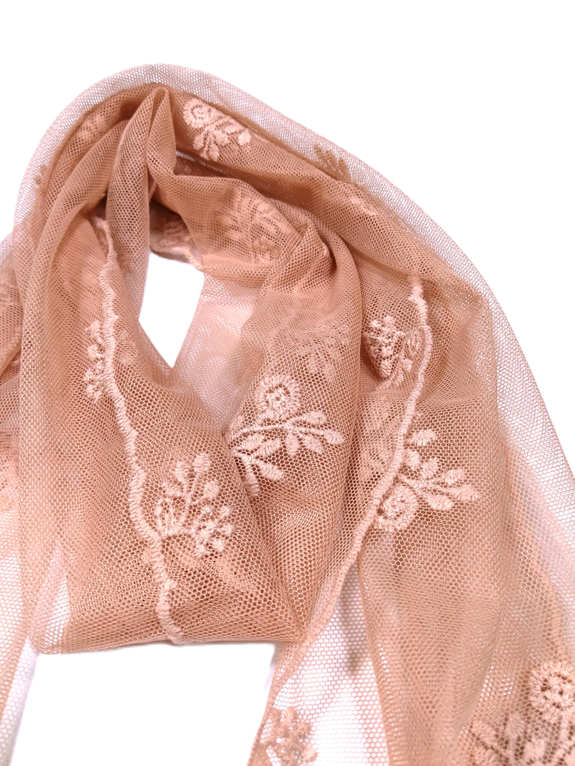 Shanlin Delicate Floral Embroidered Mesh Lace Scarf for Women