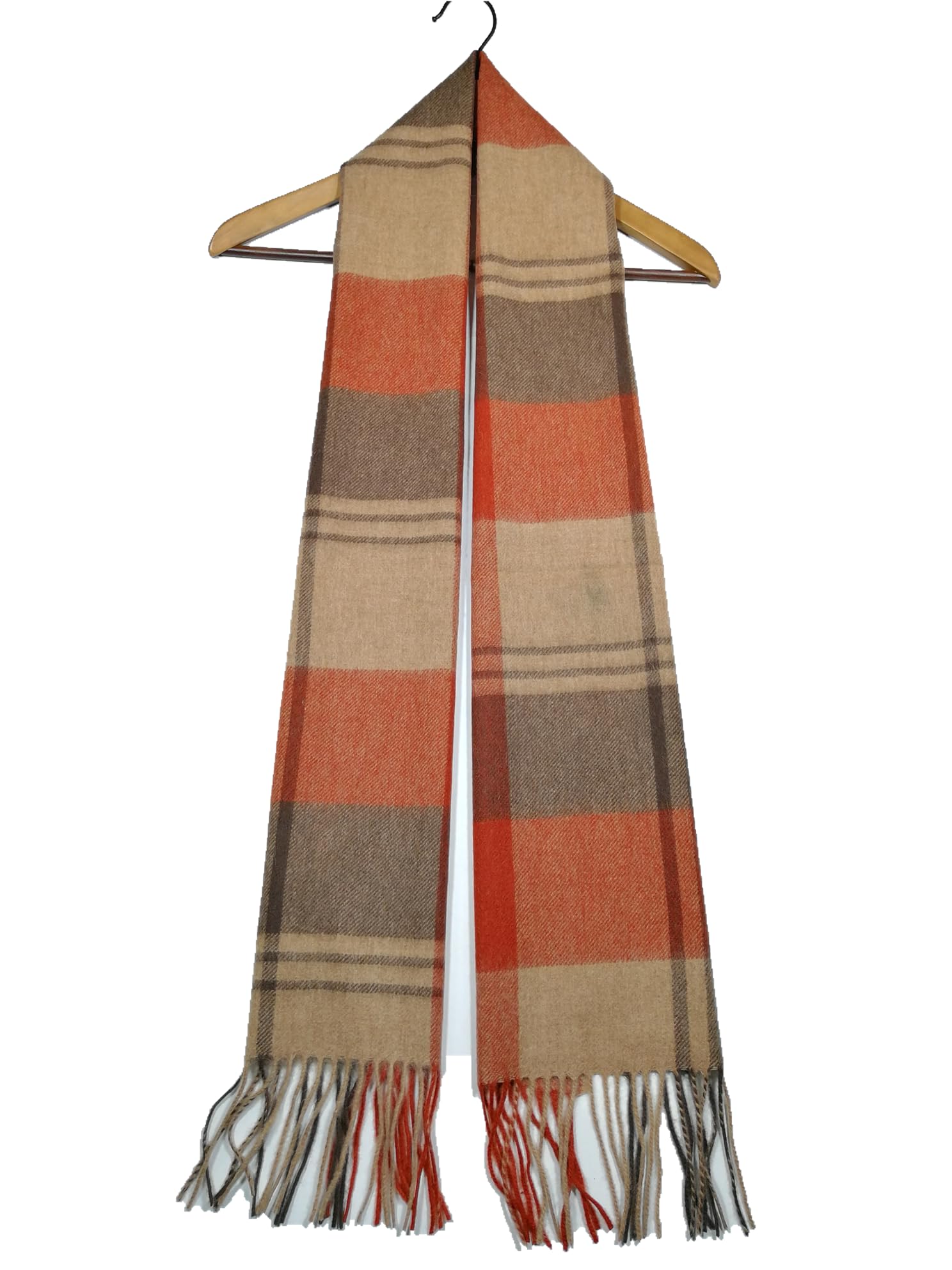 Shanlin 100% Australian Merino Wool Plaid Scarf for Men & Women – Soft, Warm, Lightweight Winter Wrap with Fringe