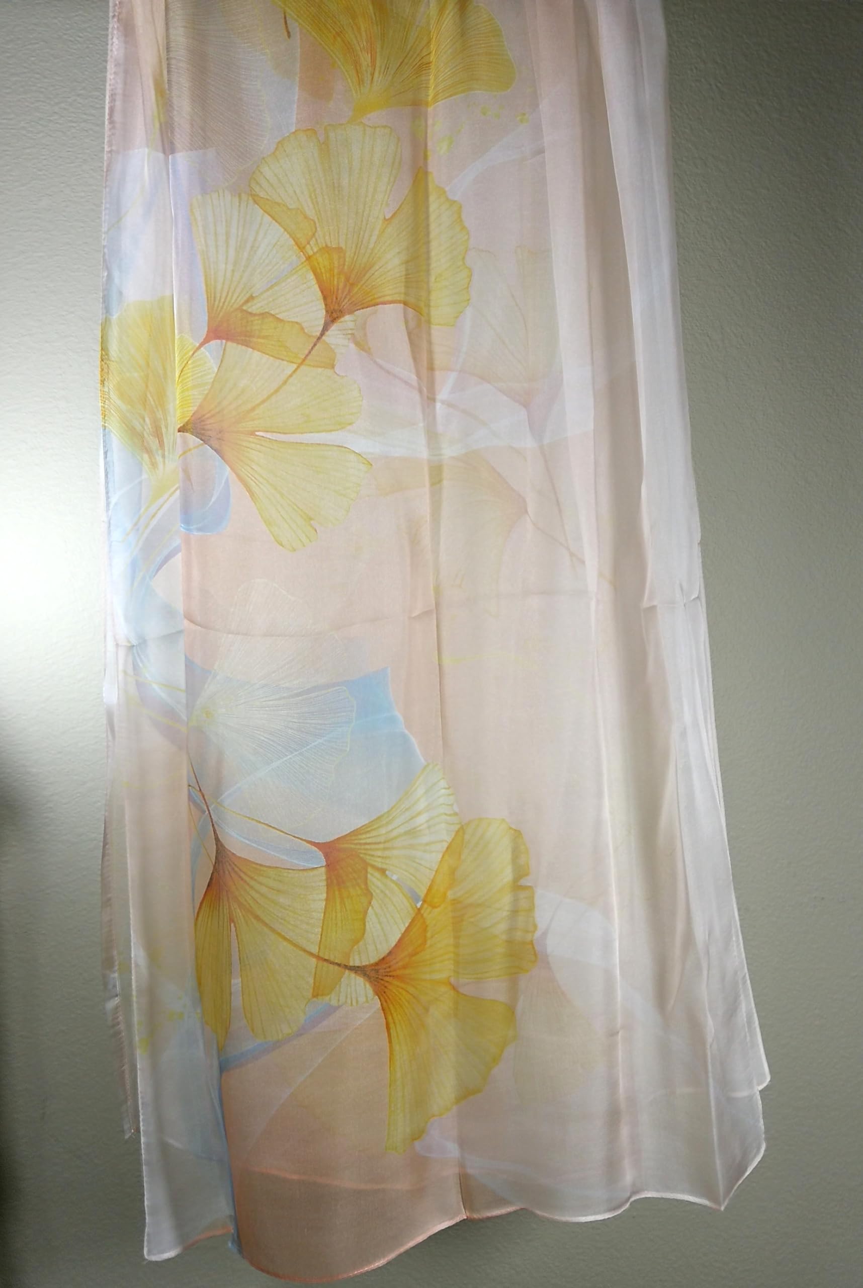 Shanlin 100% Mulberry Silk Chiffon Floral Long Scarf for Travel, Office, Wedding & Daily Wear 180 x 65 cm