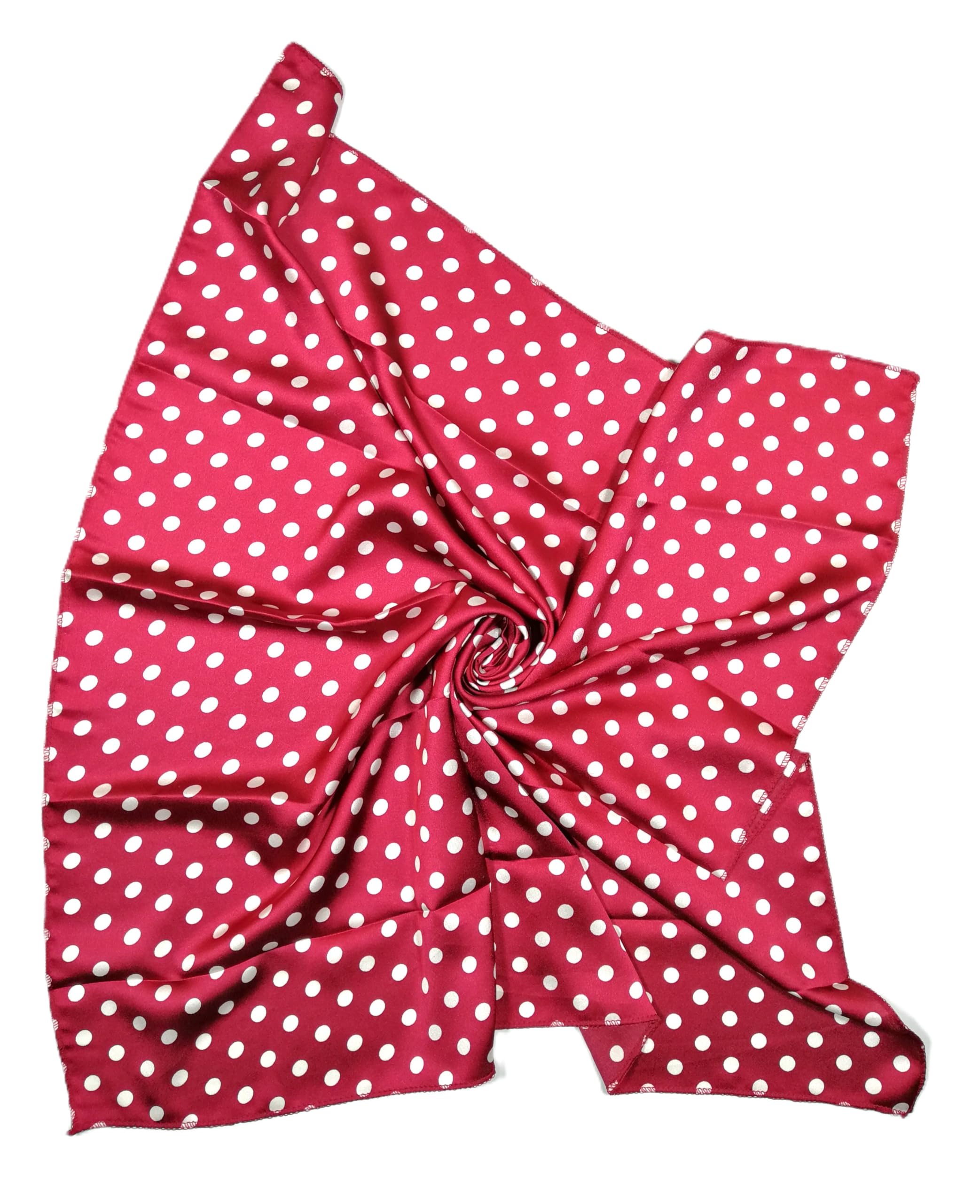 Shanlin Silk Feel Pattern Square Scarves 27" X 27" (Polka Dots)