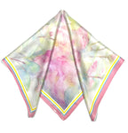Shanlin 100% Mulberry Silk Twill Scarf Hand-Drawn Nature Print Square Silk Neckerchief Headscarf for Women (26"x26")