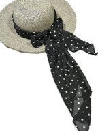 Shanlin Vintage Polka Dot Chiffon Skinny Scarf – Lightweight Retro Long Ribbon for Neck, Hair, Hat