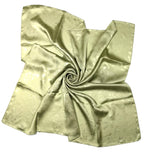 Shanlin Floral Pattern Solid Color Silk Feel Square Scarves (27.5"X27.5")
