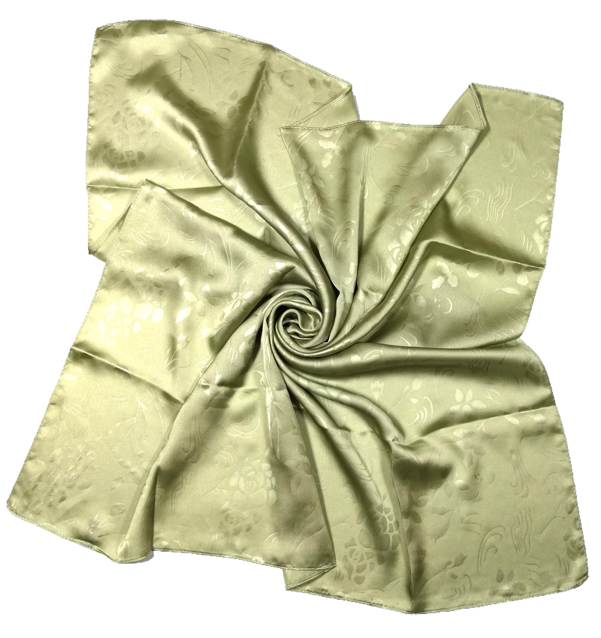 Shanlin Floral Pattern Solid Color Silk Feel Square Scarves (27.5"X27.5")