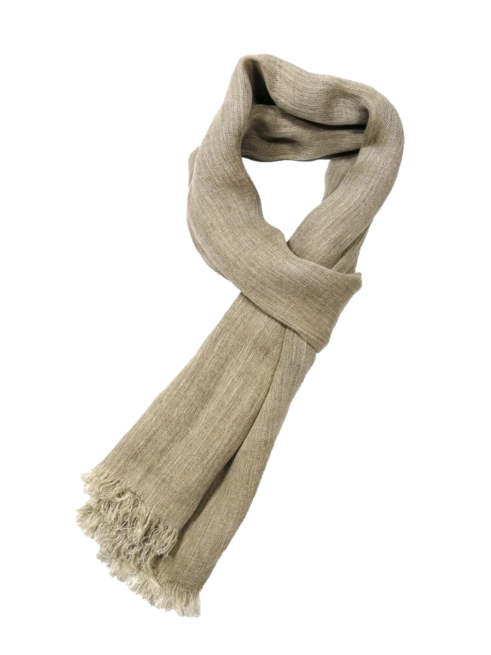 Shanlin Unisex Natural Color 100% Linen Scarves for Men and Women