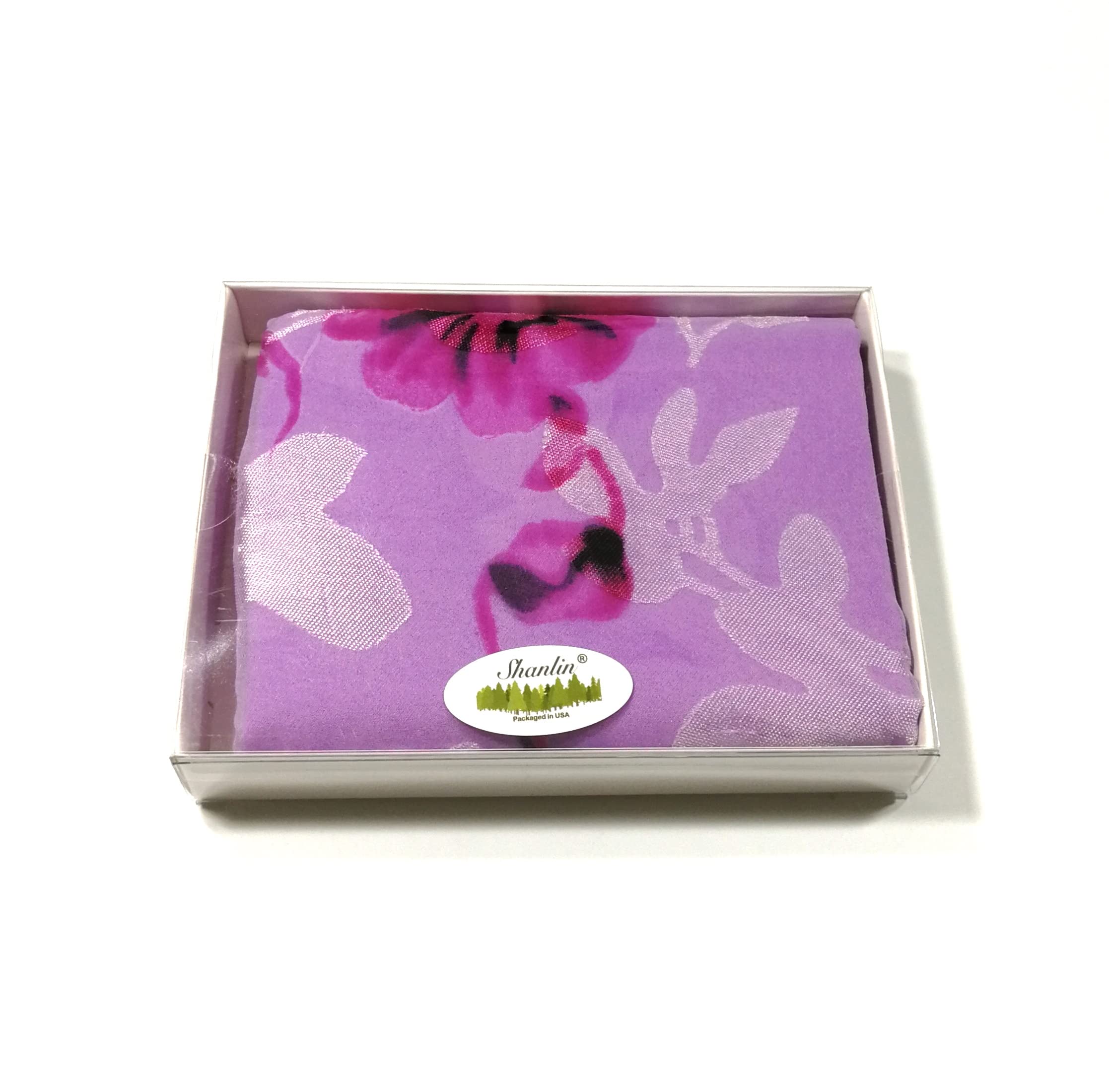 Shanlin Floral Silk Feel Scarf Evening Shawl
