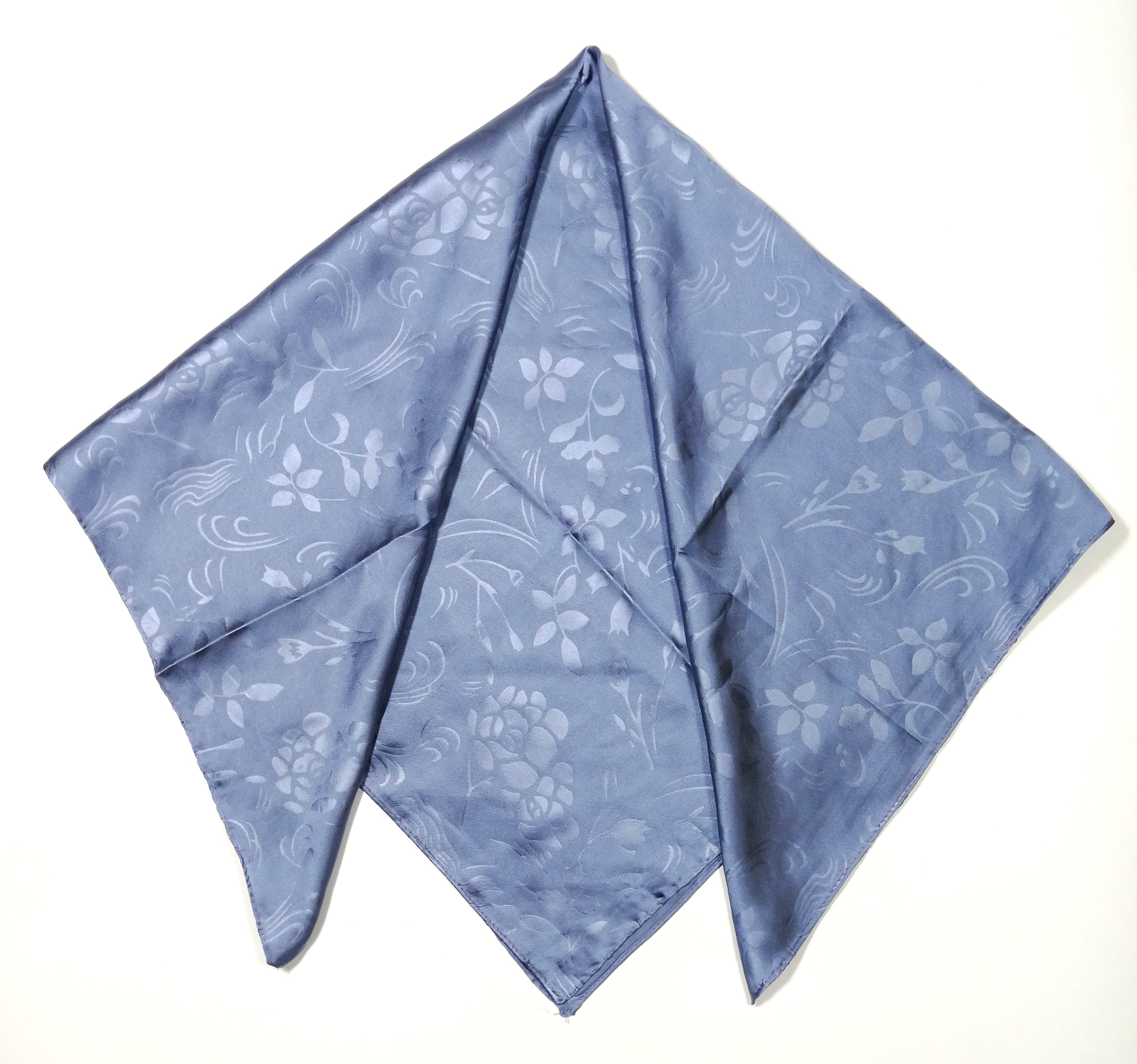 Shanlin Floral Pattern Solid Color Silk Feel Square Scarves (27.5"X27.5")