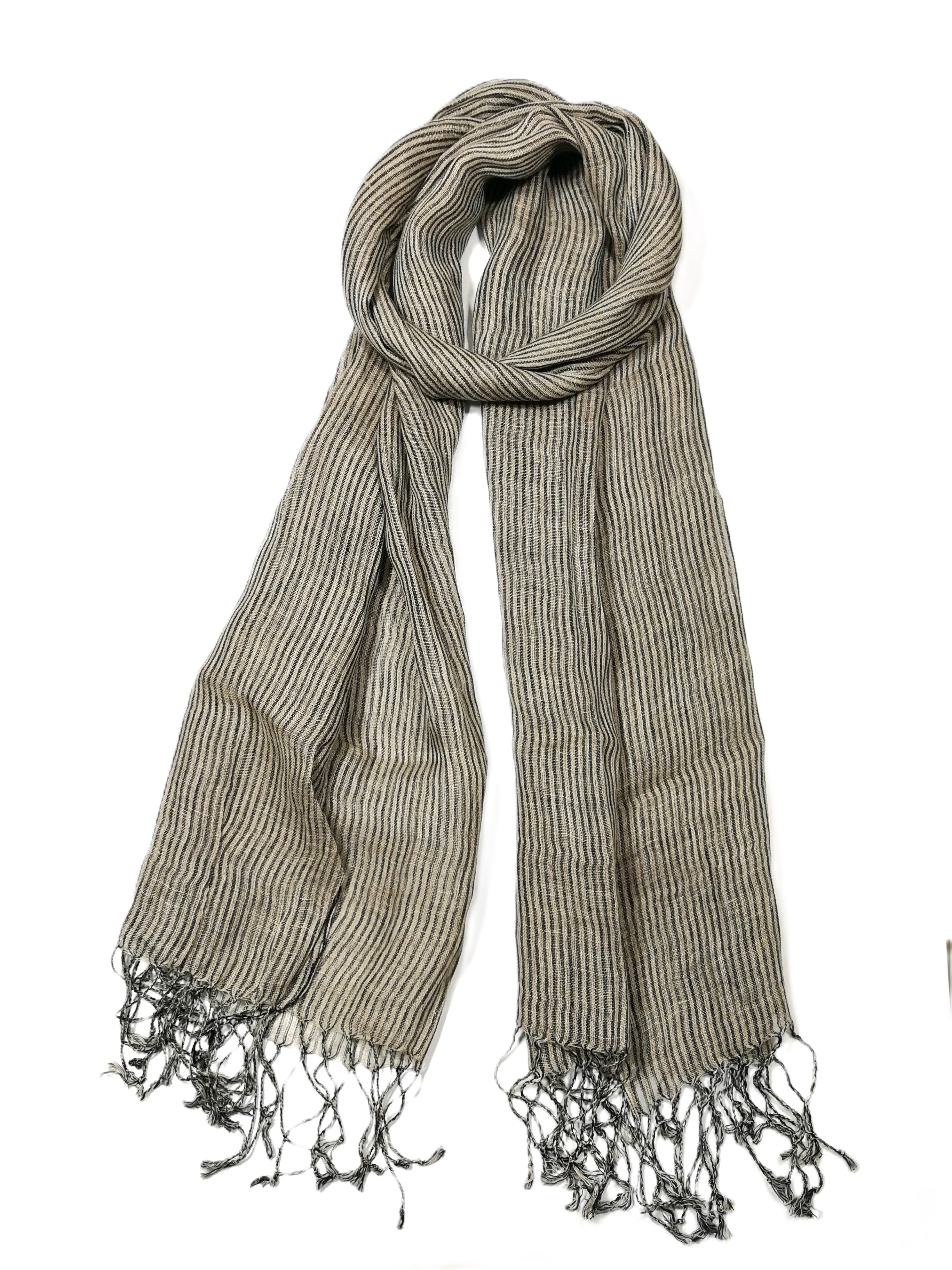 Shanlin Unisex Natural Color 100% Linen Scarves for Men and Women