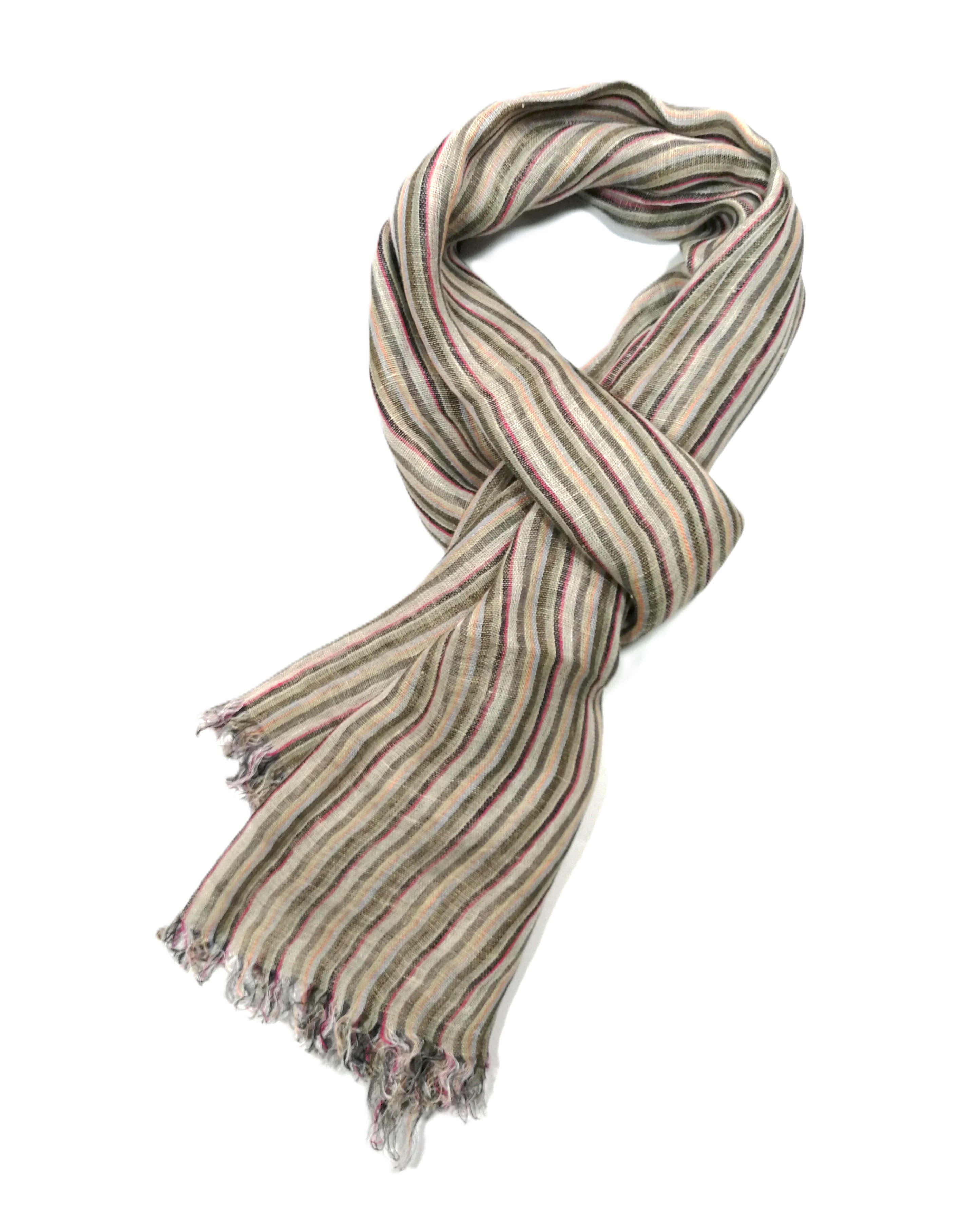 Shanlin Unisex 100% Linen Scarves for Men and Women (Plaid & Stripes)