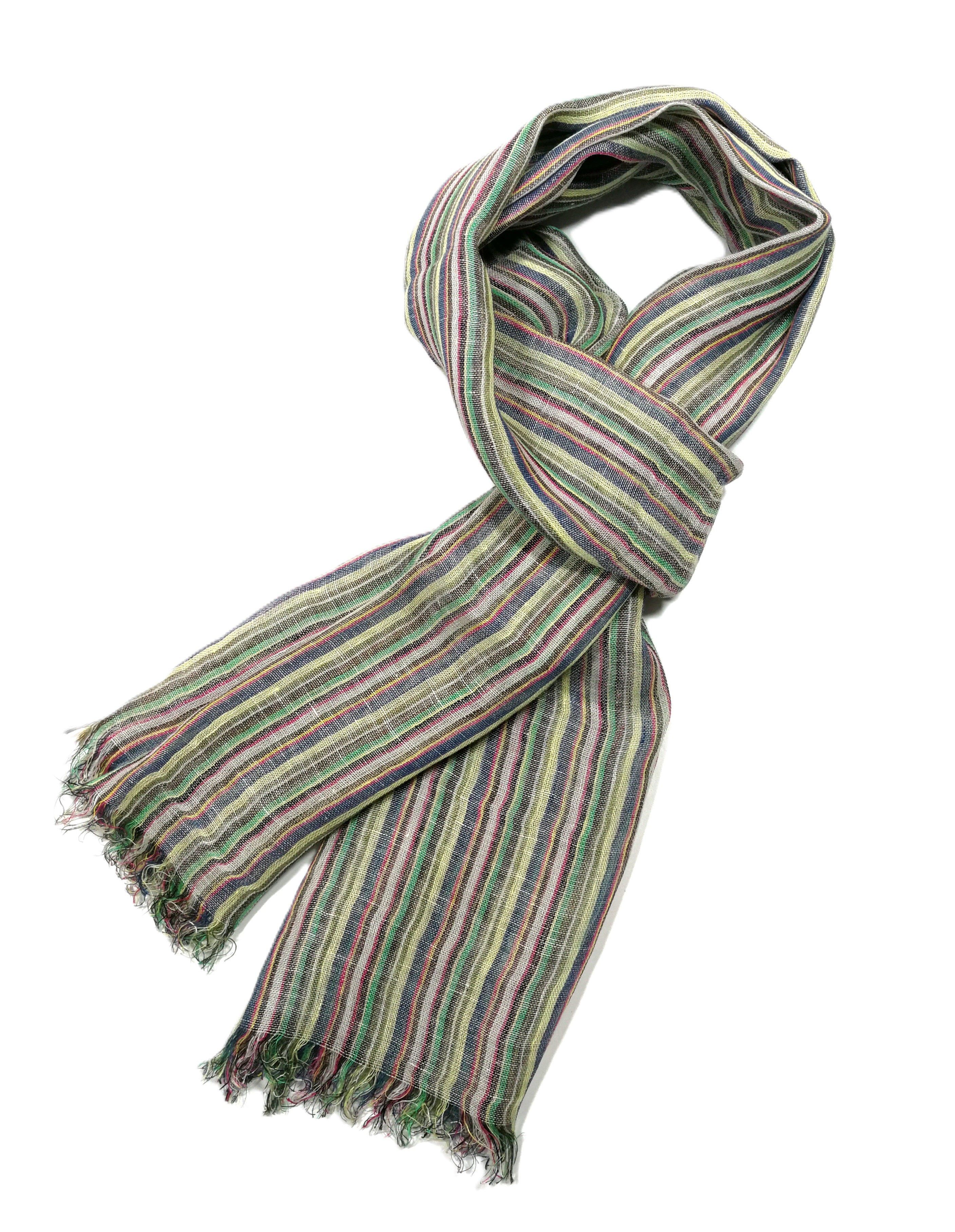 Shanlin Unisex 100% Linen Scarves for Men and Women (Plaid & Stripes)