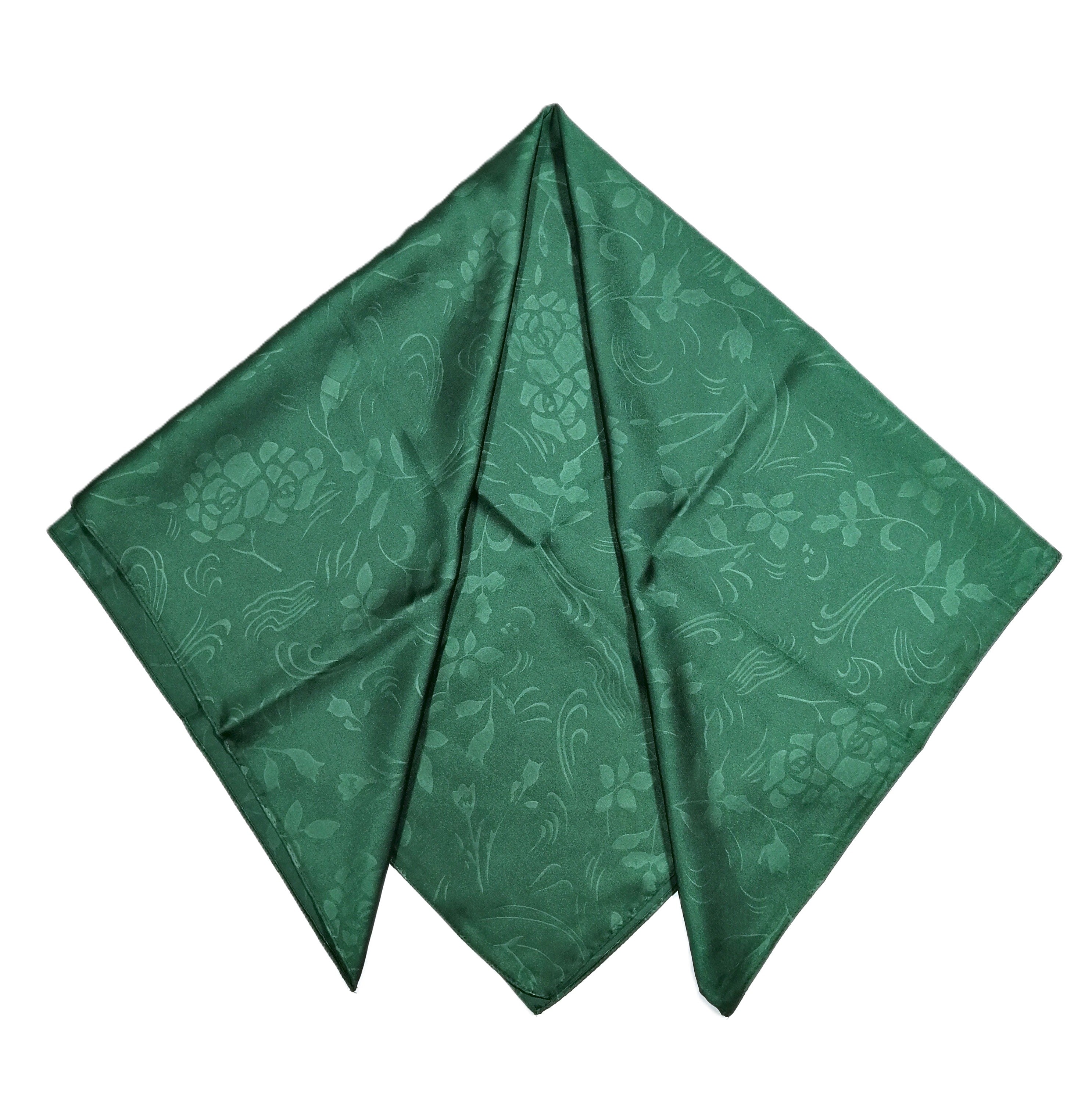 Shanlin Floral Pattern Solid Color Silk Feel Square Scarves (27.5"X27.5")