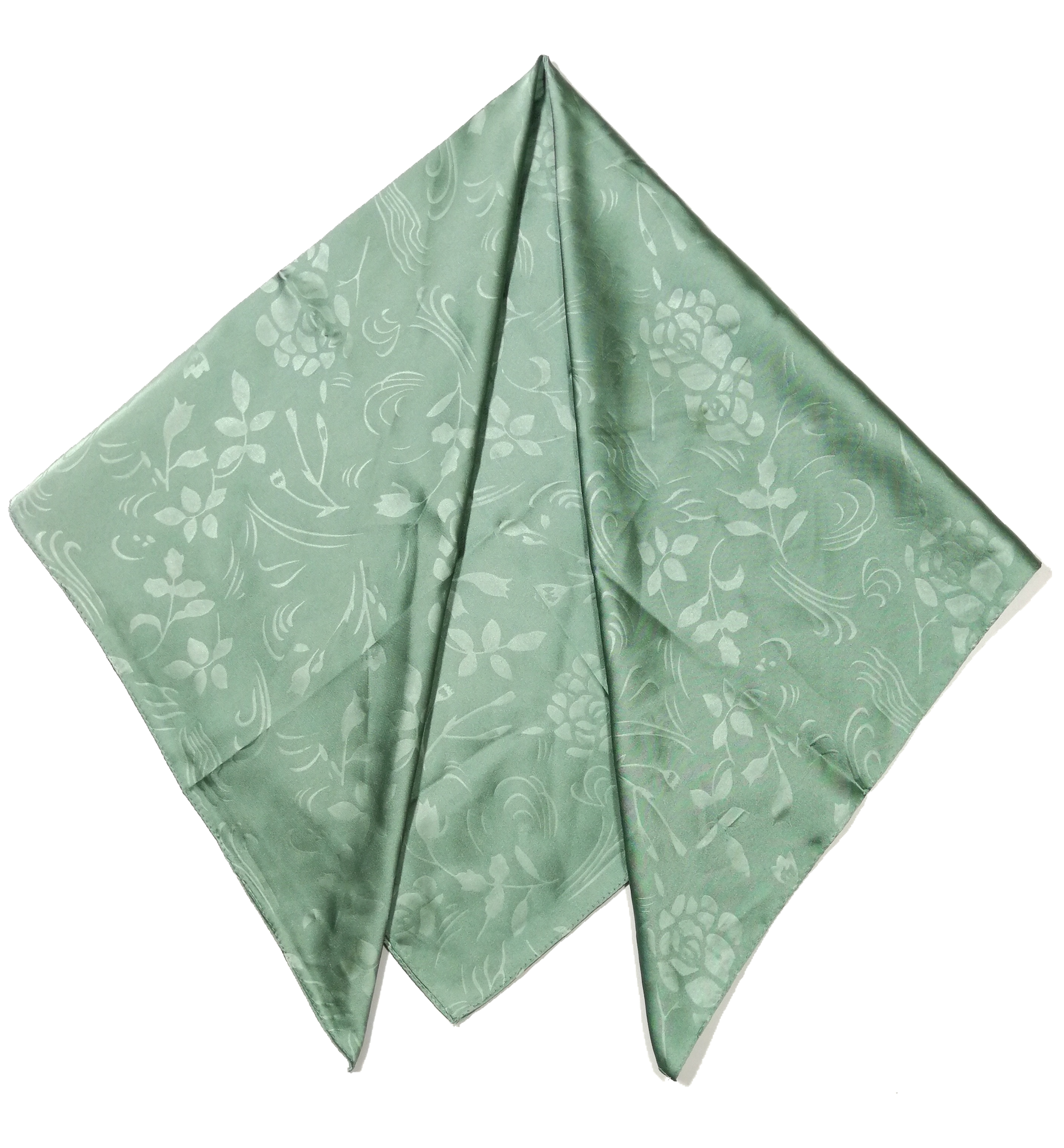 Shanlin Floral Pattern Solid Color Silk Feel Square Scarves (27.5"X27.5")