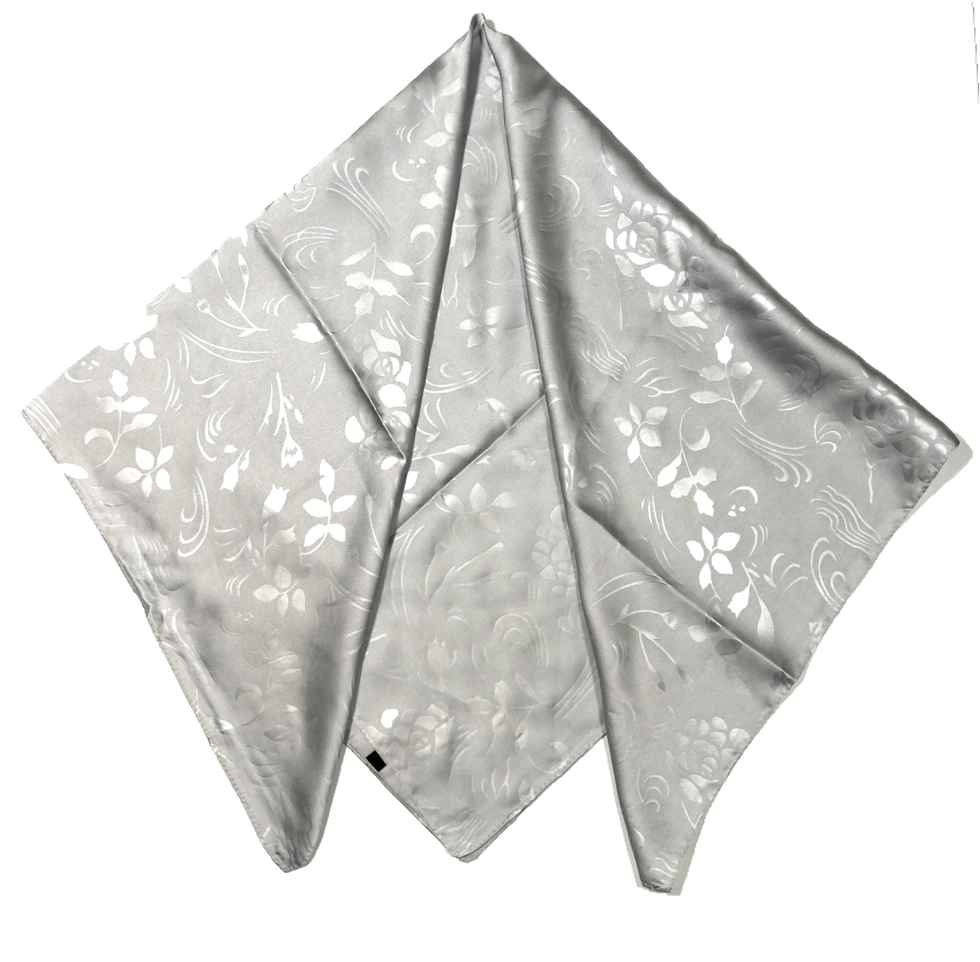 Shanlin Floral Pattern Solid Color Silk Feel Square Scarves (27.5"X27.5")