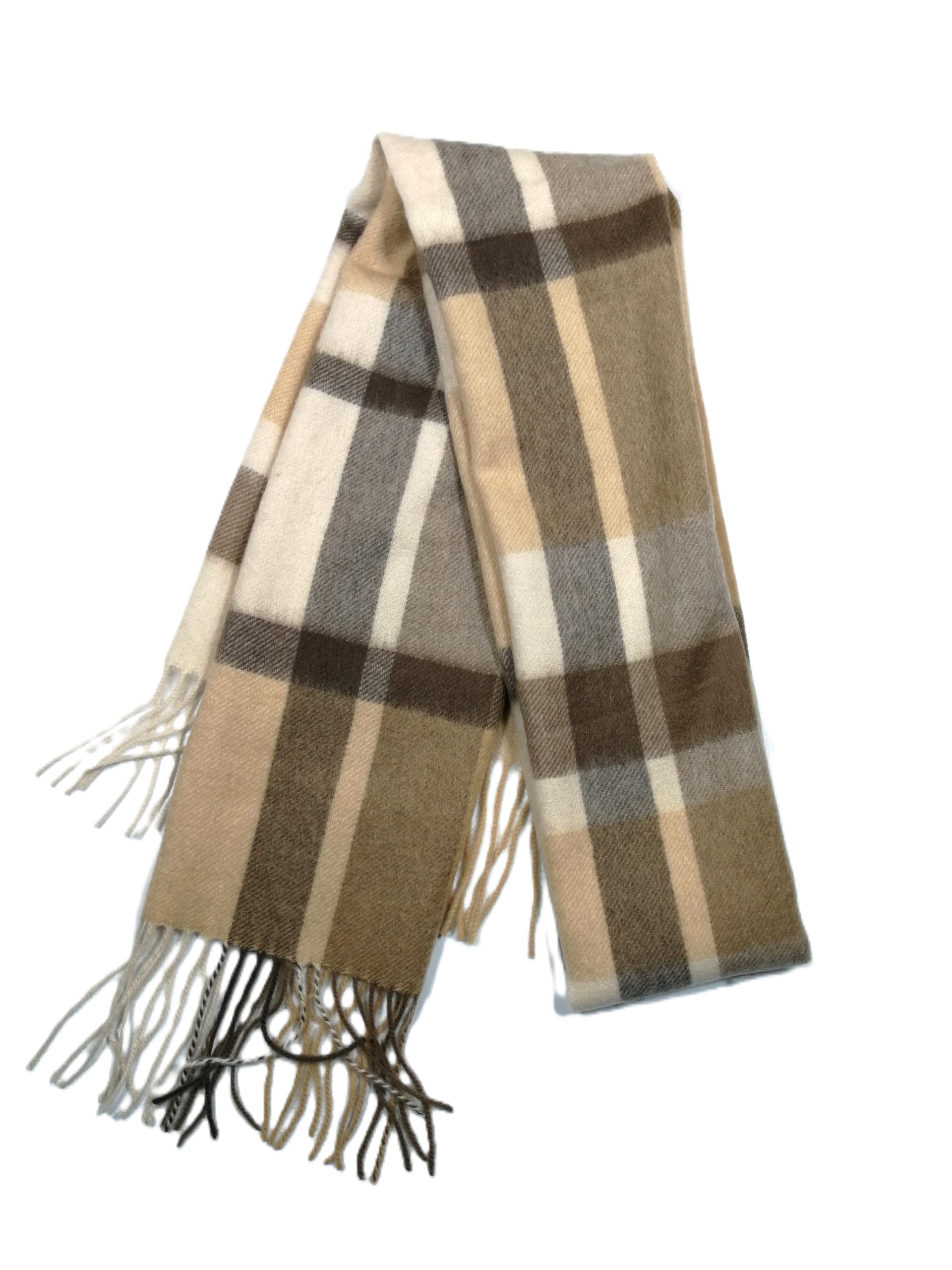 Shanlin 100% Australian Merino Wool Plaid Scarf for Men & Women – Soft, Warm, Lightweight Winter Wrap with Fringe