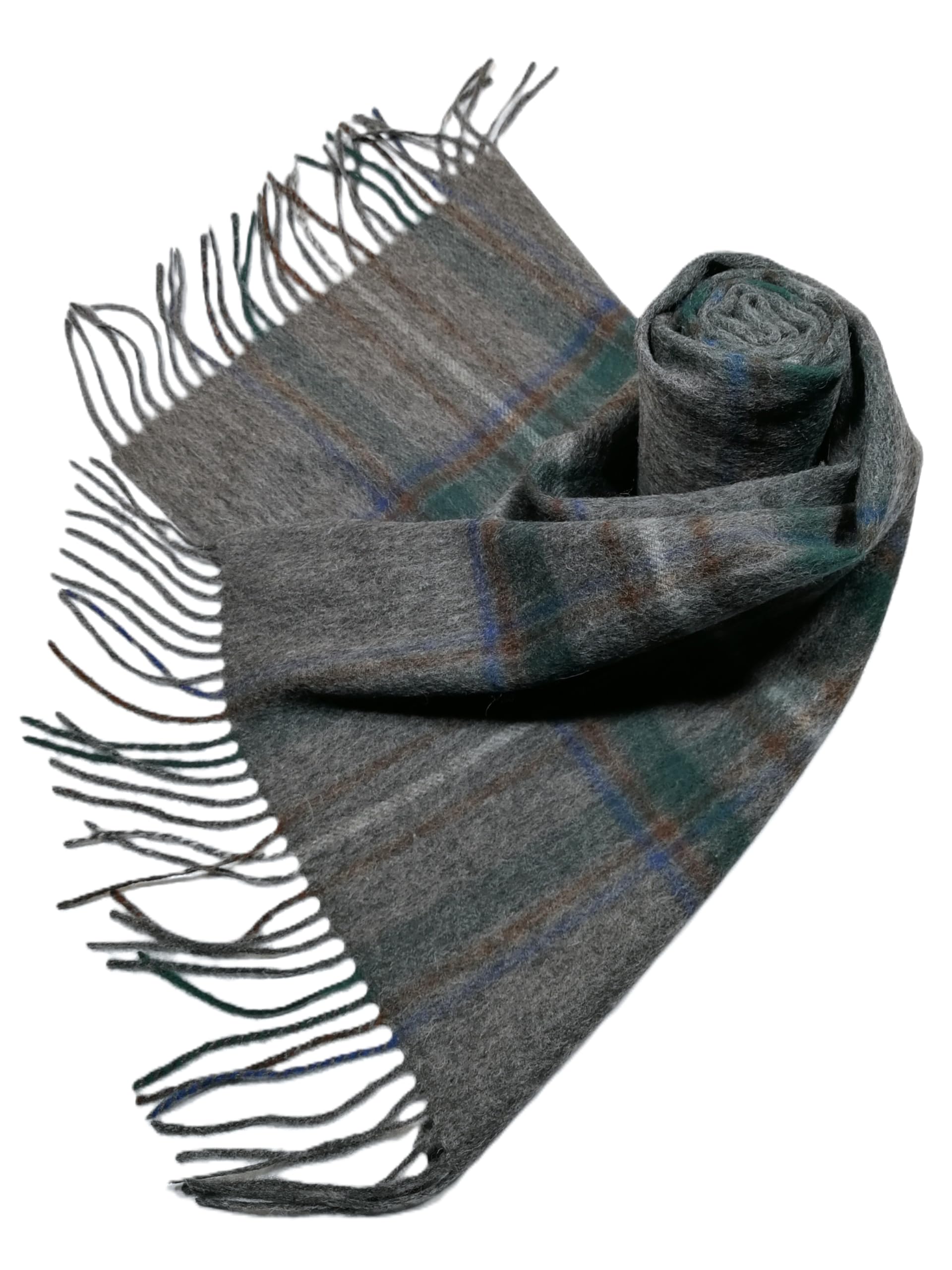 Shanlin 100% Australian Merino Wool Plaid Scarf for Men & Women – Soft, Warm, Lightweight Winter Wrap with Fringe