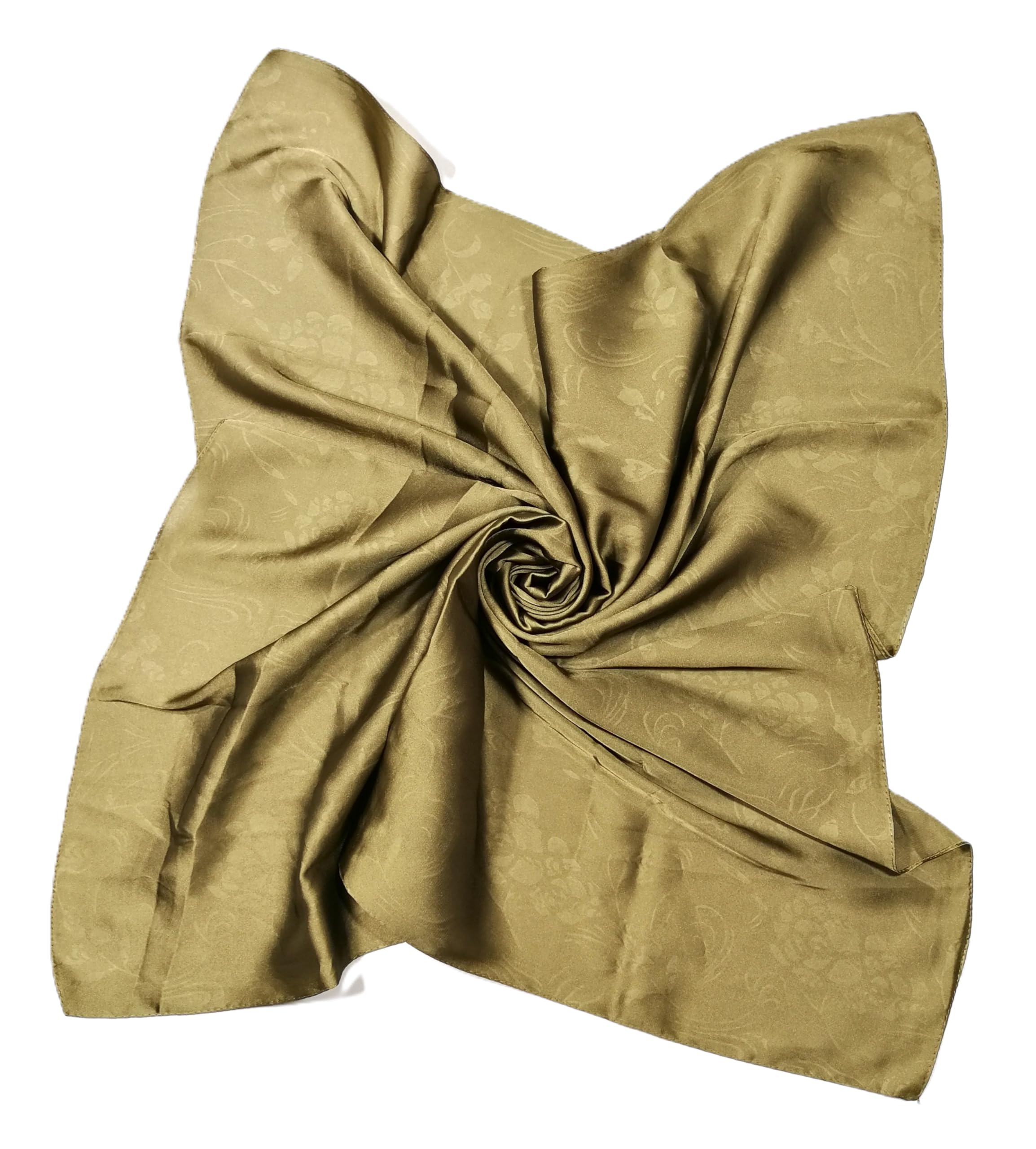 Shanlin Floral Pattern Solid Color Silk Feel Square Scarves (27.5"X27.5")
