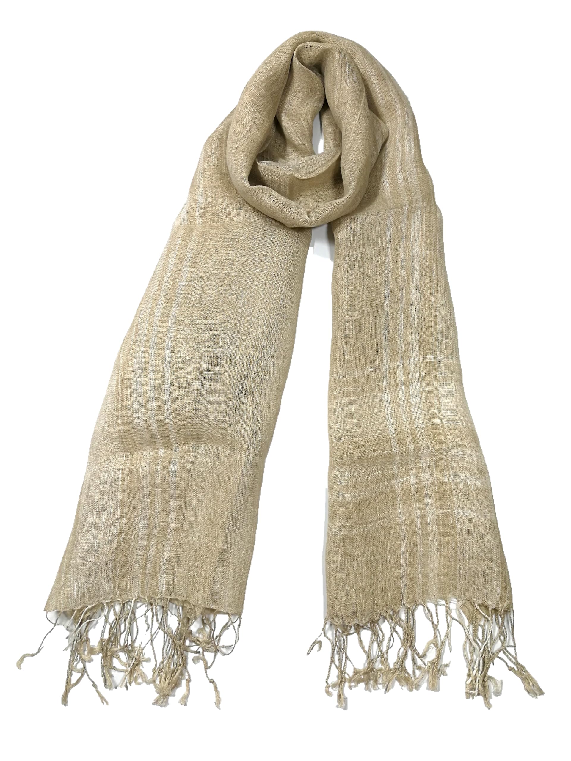 Shanlin Unisex Natural Color 100% Linen Scarves for Men and Women