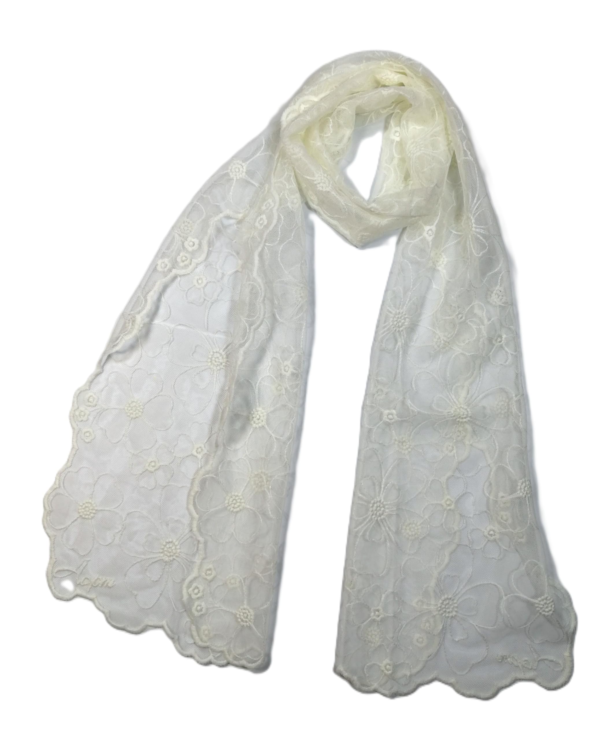 Shanlin Delicate Floral Embroidered Mesh Lace Scarf for Women