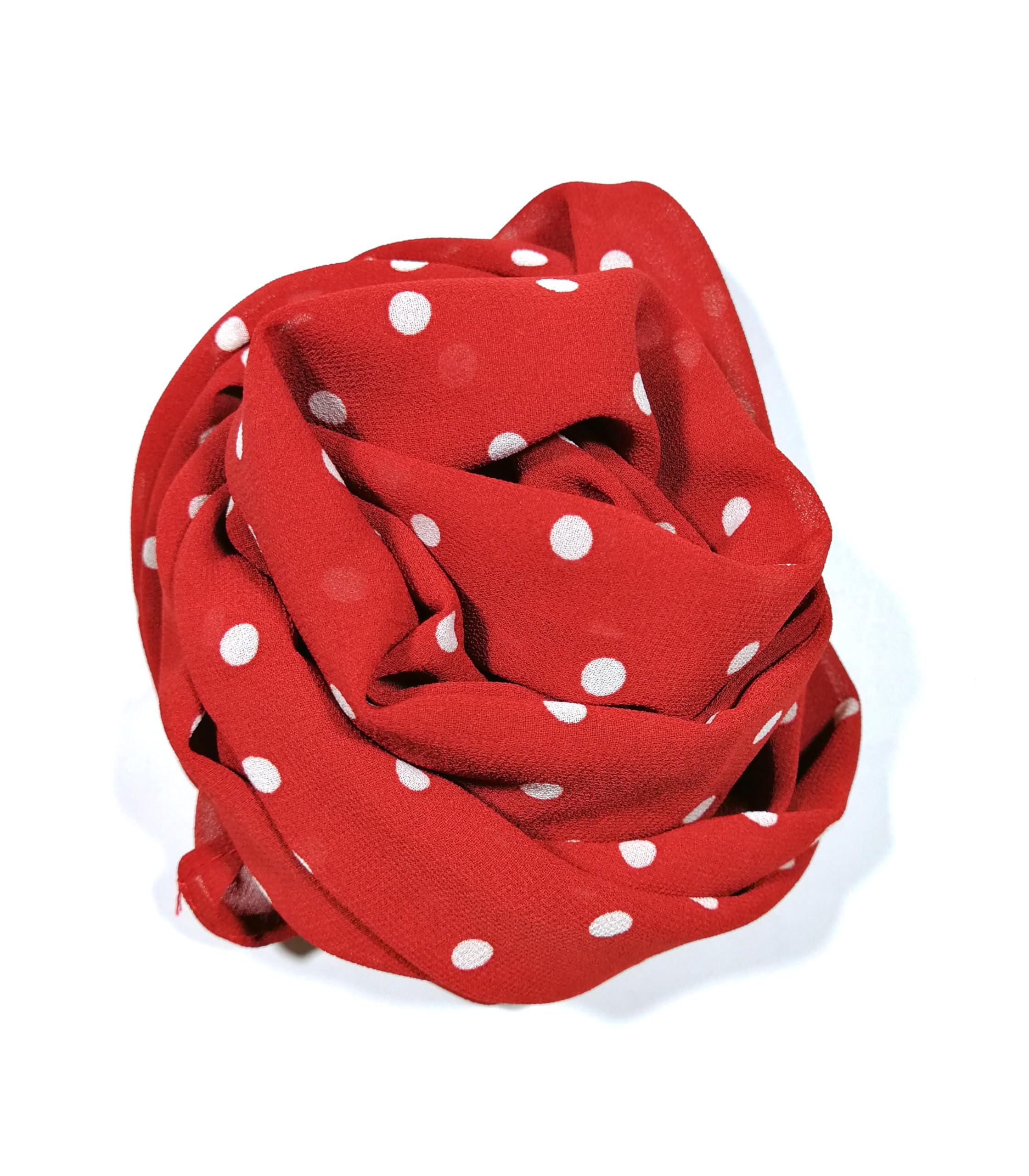 Shanlin Vintage Polka Dot Chiffon Skinny Scarf – Lightweight Retro Long Ribbon for Neck, Hair, Hat