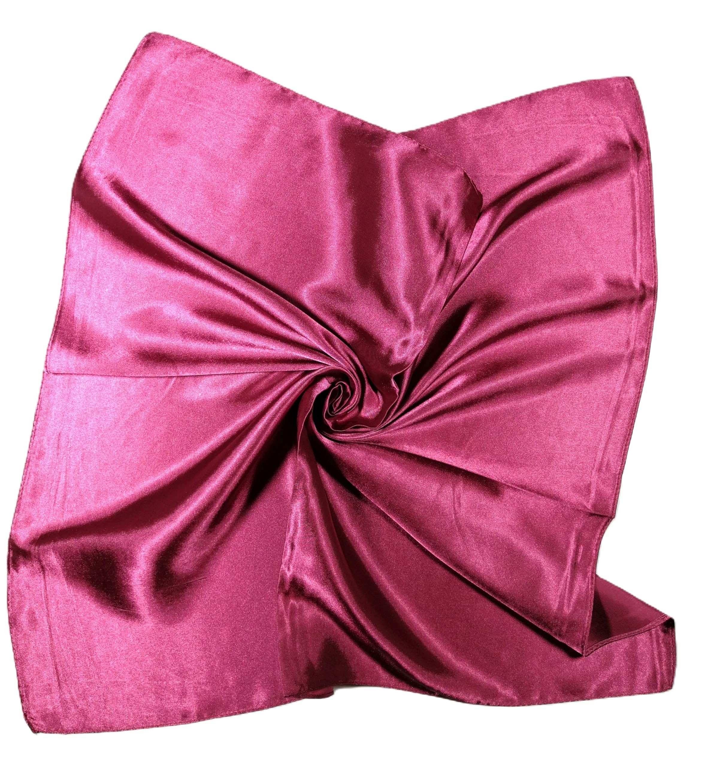 Shanlin Solid Color Silk Feel Satin Square Scarf Bandanas (23.5"X23.5")