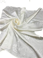 Shanlin Floral Pattern Solid Color Silk Feel Square Scarves (27.5"X27.5")