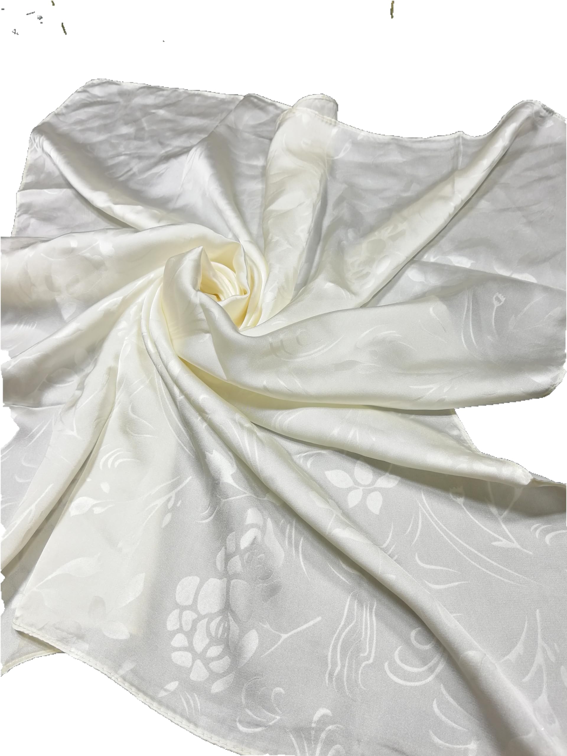 Shanlin Floral Pattern Solid Color Silk Feel Square Scarves (27.5"X27.5")