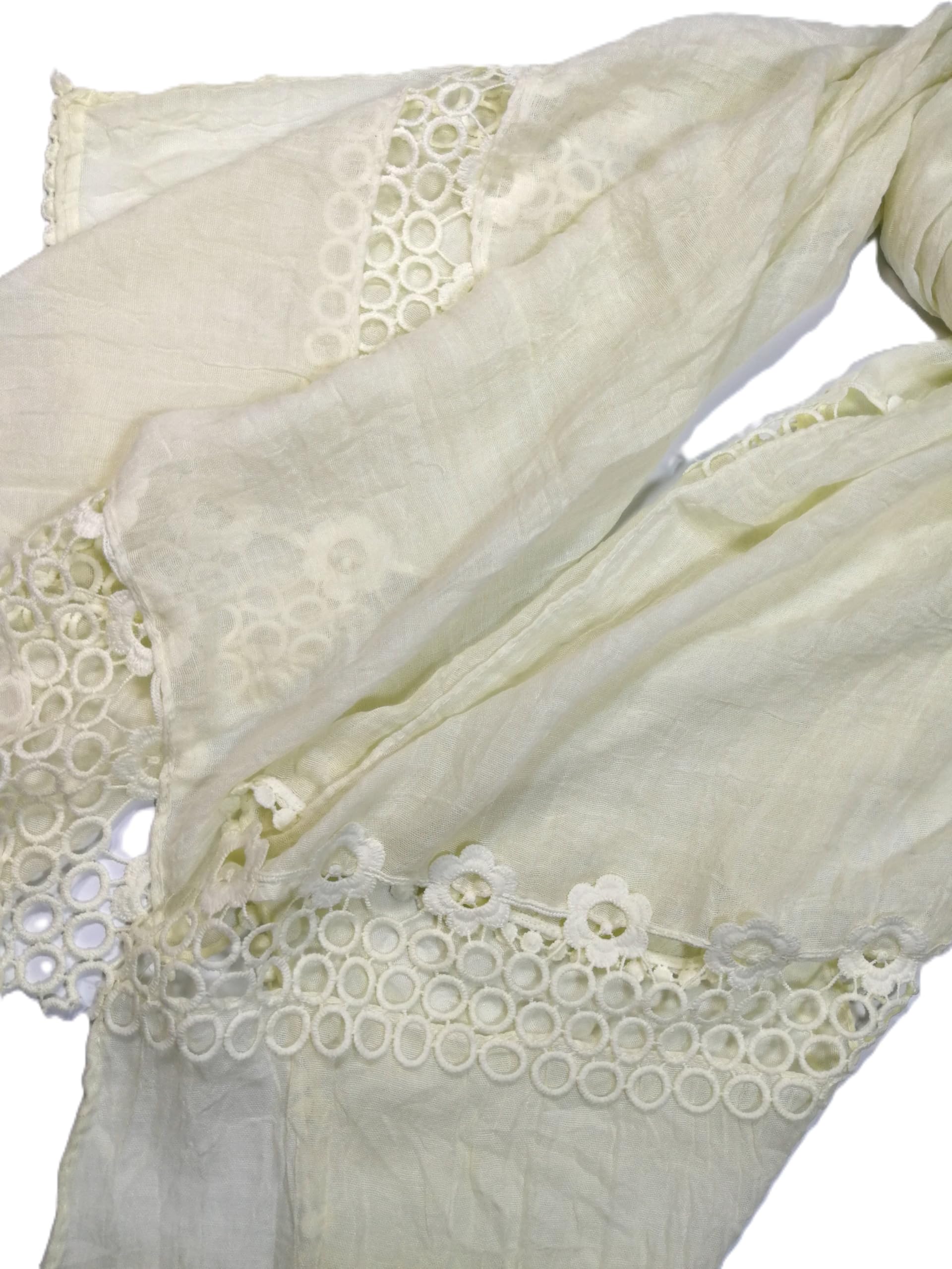 Shanlin Cotton Blend Solid Color Scarves with Elegant Lace Edge for Women