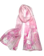 Shanlin 100% Mulberry Silk Chiffon Floral Long Scarf for Travel, Office, Wedding & Daily Wear 180 x 65 cm