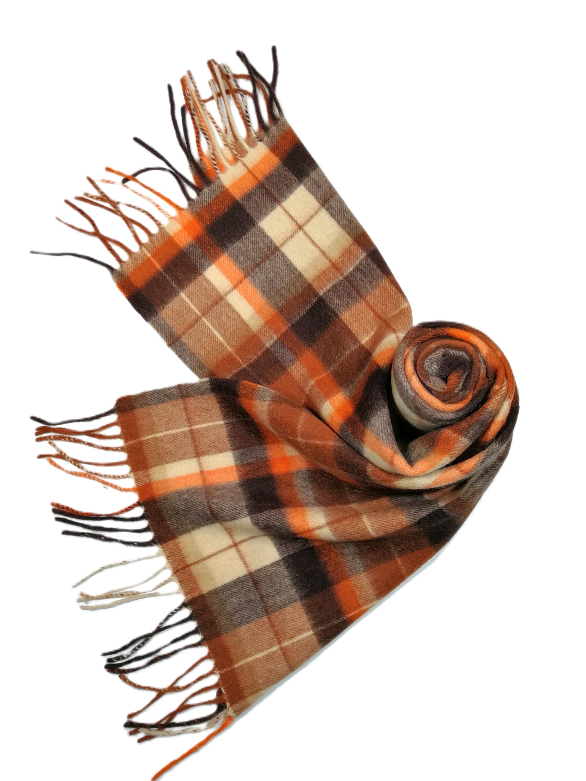 Shanlin 100% Australian Merino Wool Plaid Scarf for Men & Women – Soft, Warm, Lightweight Winter Wrap with Fringe