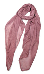 Shanlin Cotton Blend Solid Color Scarves with Elegant Lace Edge for Women