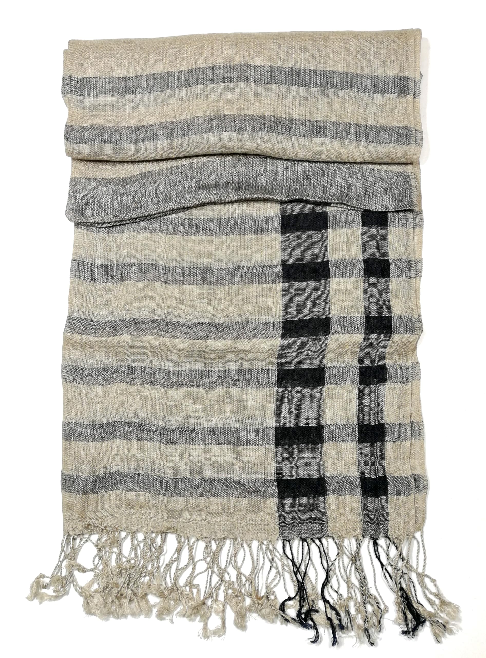 Shanlin Unisex Natural Color 100% Linen Scarves for Men and Women
