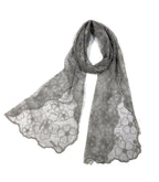 Shanlin Delicate Floral Embroidered Mesh Lace Scarf for Women