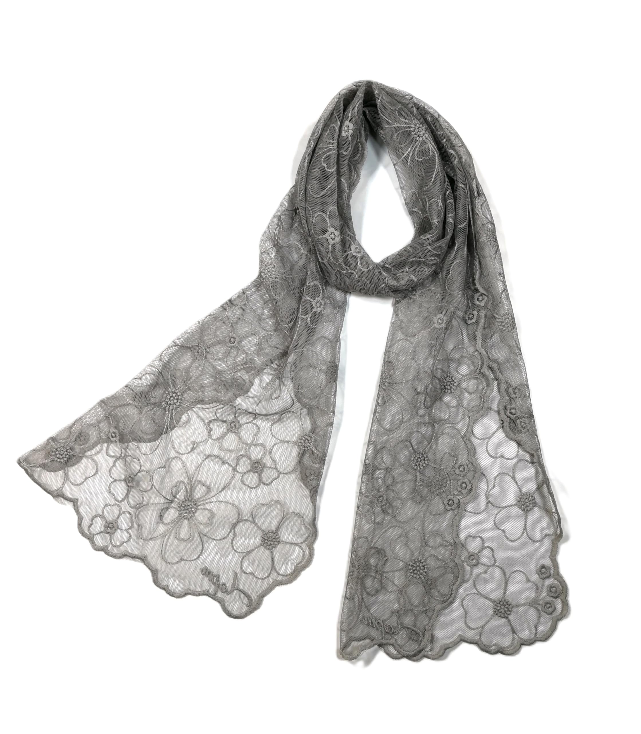 Shanlin Delicate Floral Embroidered Mesh Lace Scarf for Women