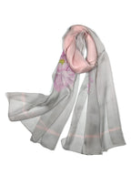 Shanlin 100% Mulberry Silk Chiffon Floral Long Scarf for Travel, Office, Wedding & Daily Wear 180 x 65 cm