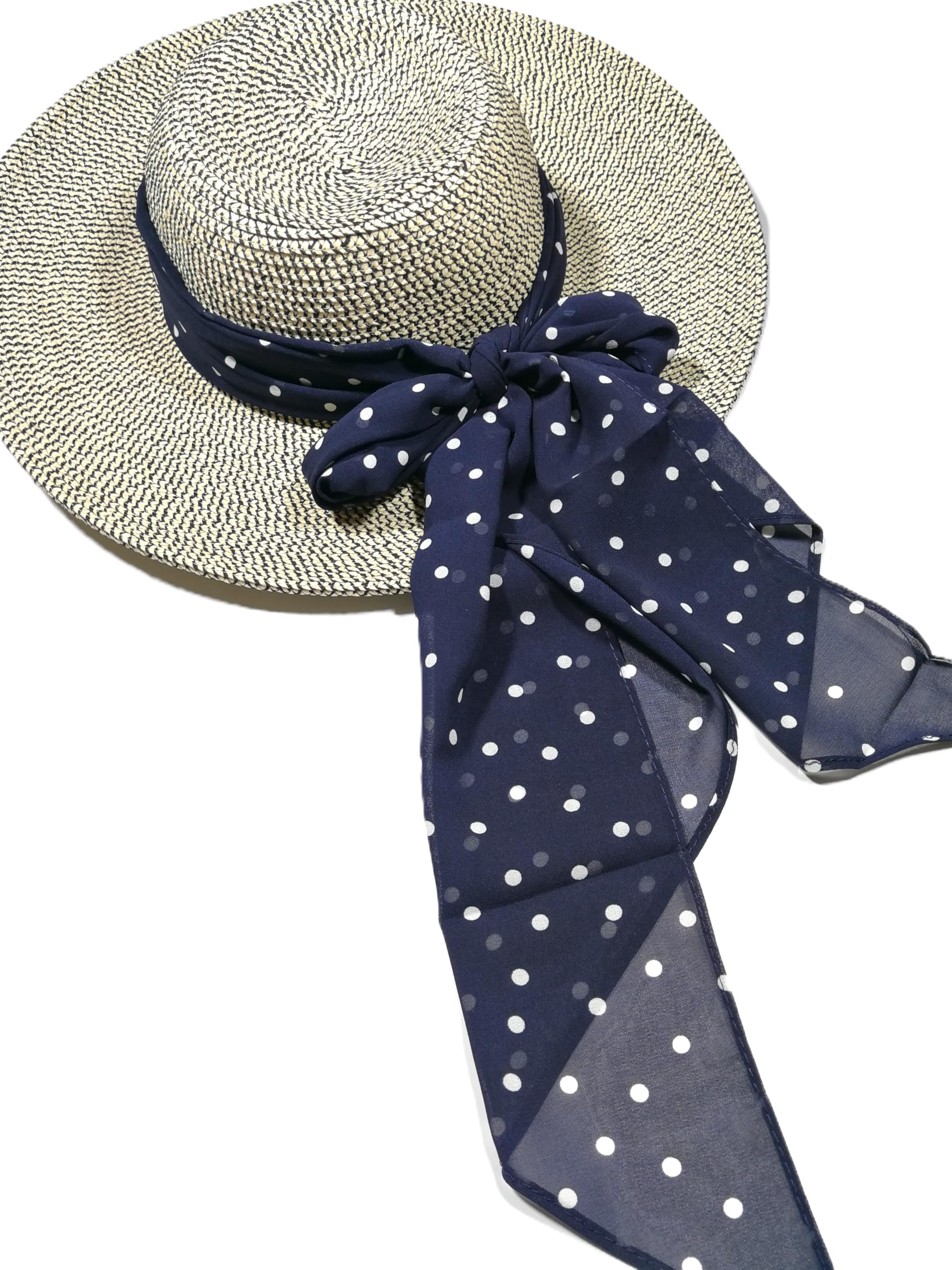 Shanlin Vintage Polka Dot Chiffon Skinny Scarf – Lightweight Retro Long Ribbon for Neck, Hair, Hat