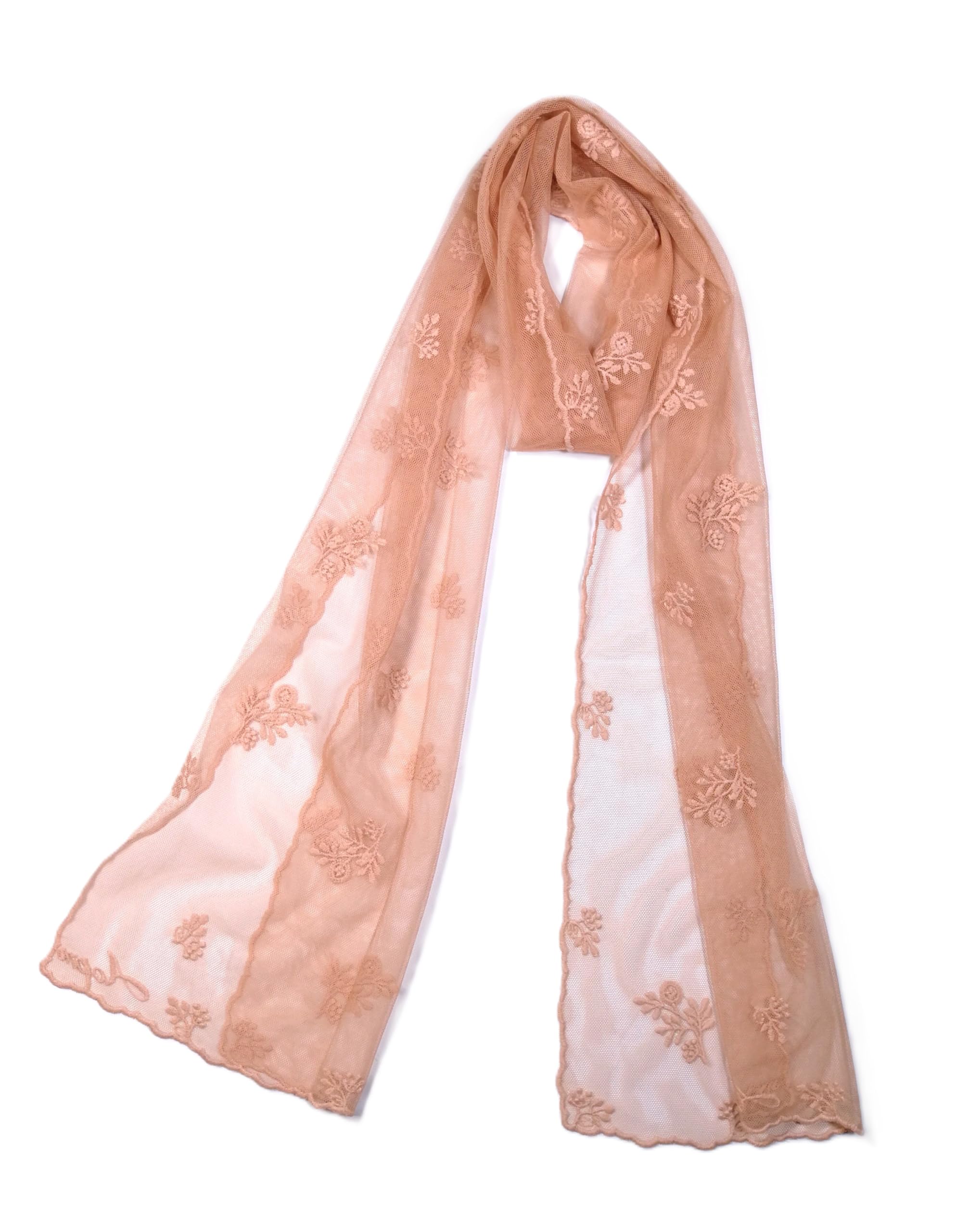 Shanlin Delicate Floral Embroidered Mesh Lace Scarf for Women
