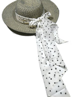 Shanlin Vintage Polka Dot Chiffon Skinny Scarf – Lightweight Retro Long Ribbon for Neck, Hair, Hat