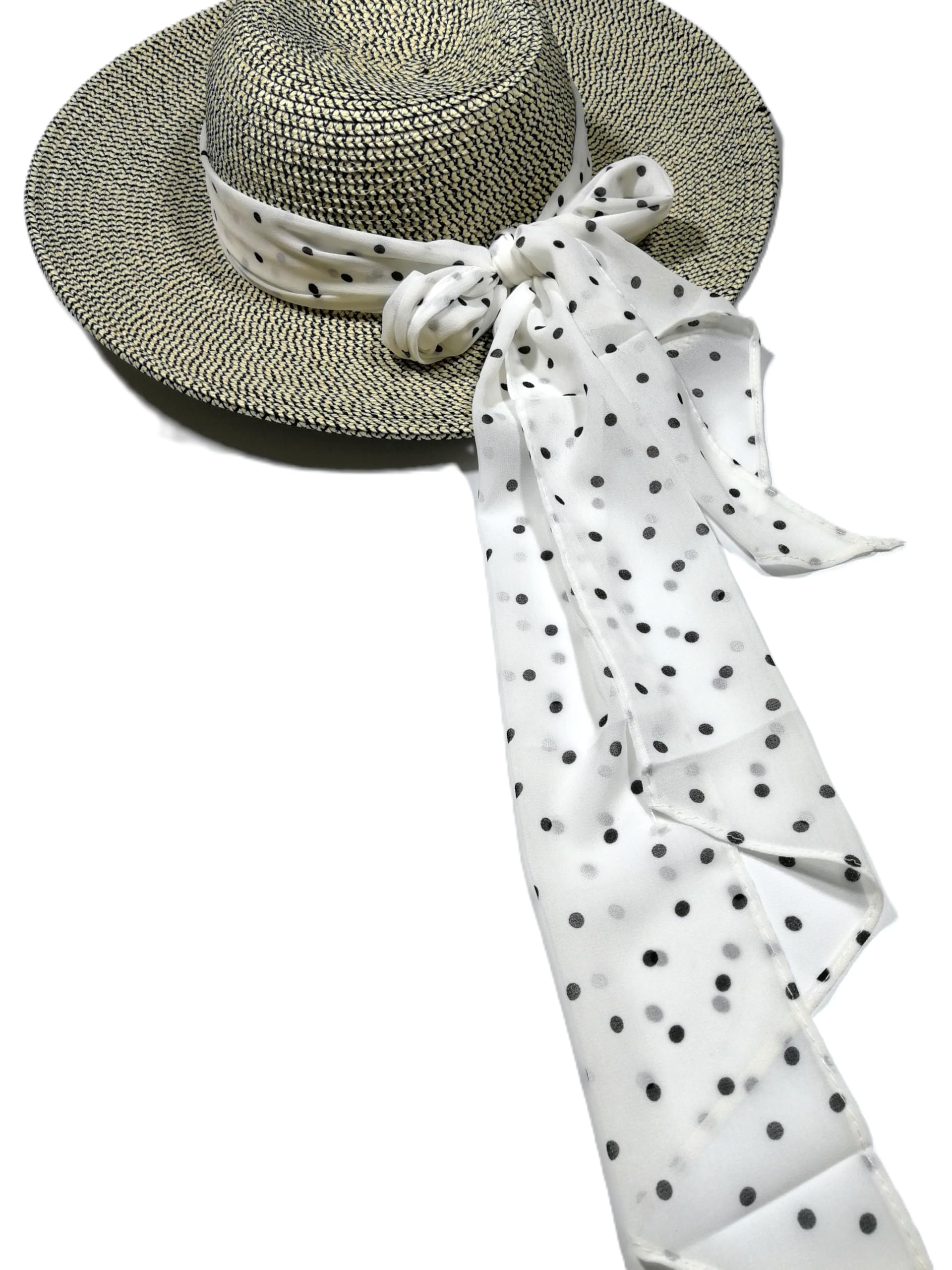Shanlin Vintage Polka Dot Chiffon Skinny Scarf – Lightweight Retro Long Ribbon for Neck, Hair, Hat