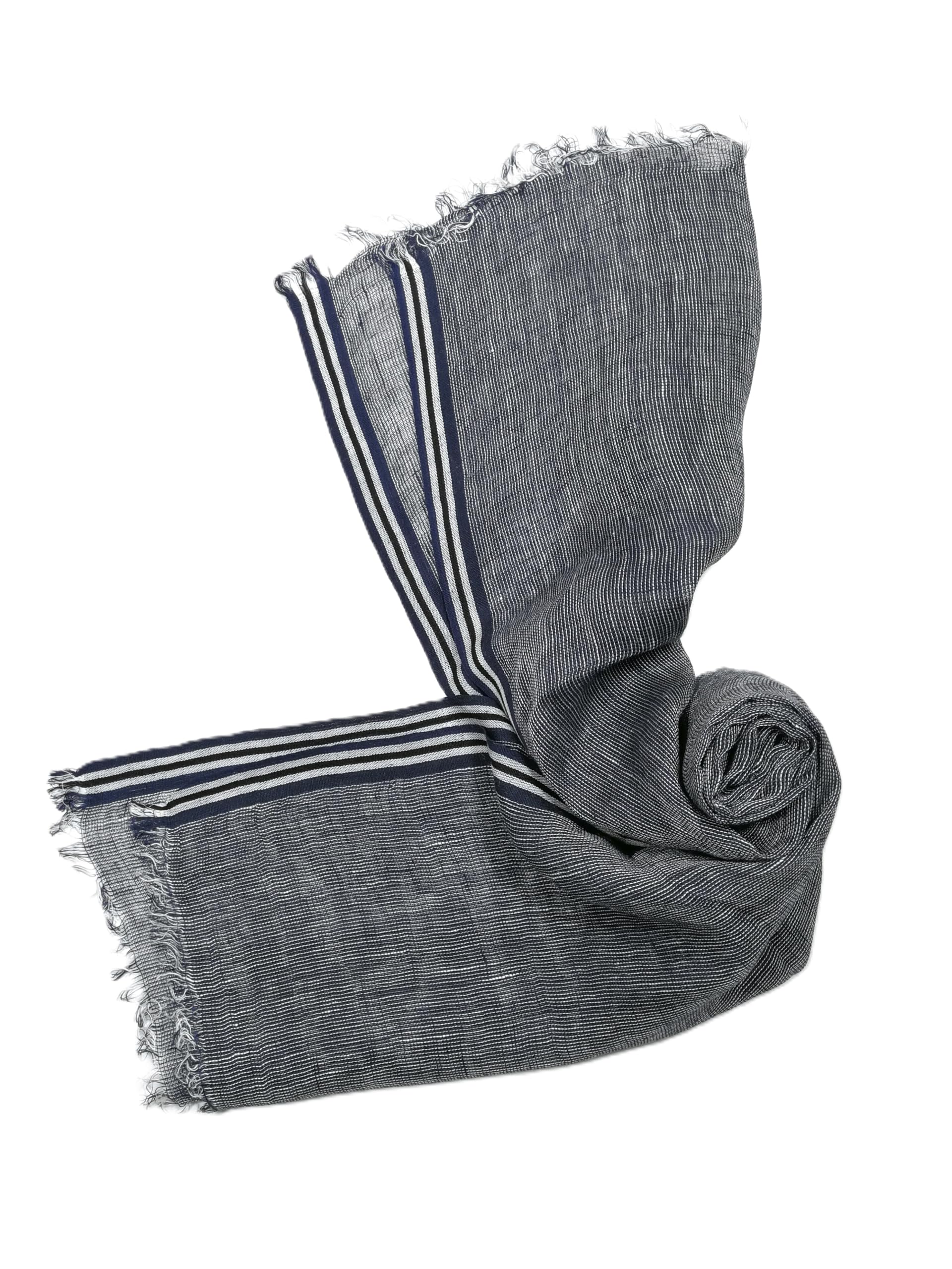 Shanlin Unisex 100% Linen Scarves for Men and Women (Plaid & Stripes)