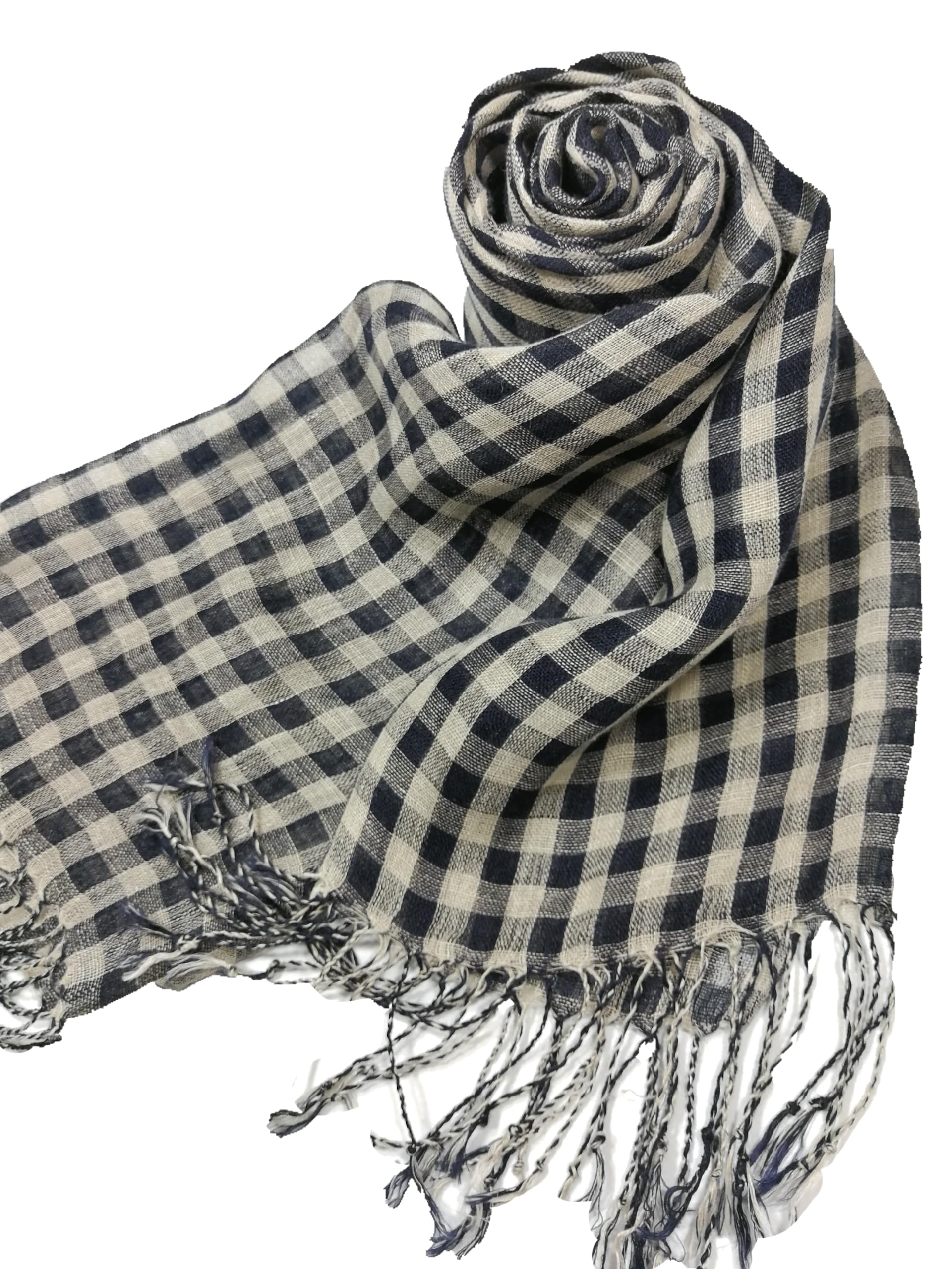 Shanlin Unisex Natural Color 100% Linen Scarves for Men and Women