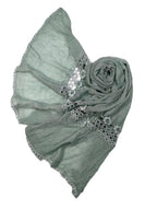 Shanlin Cotton Blend Solid Color Scarves with Elegant Lace Edge for Women