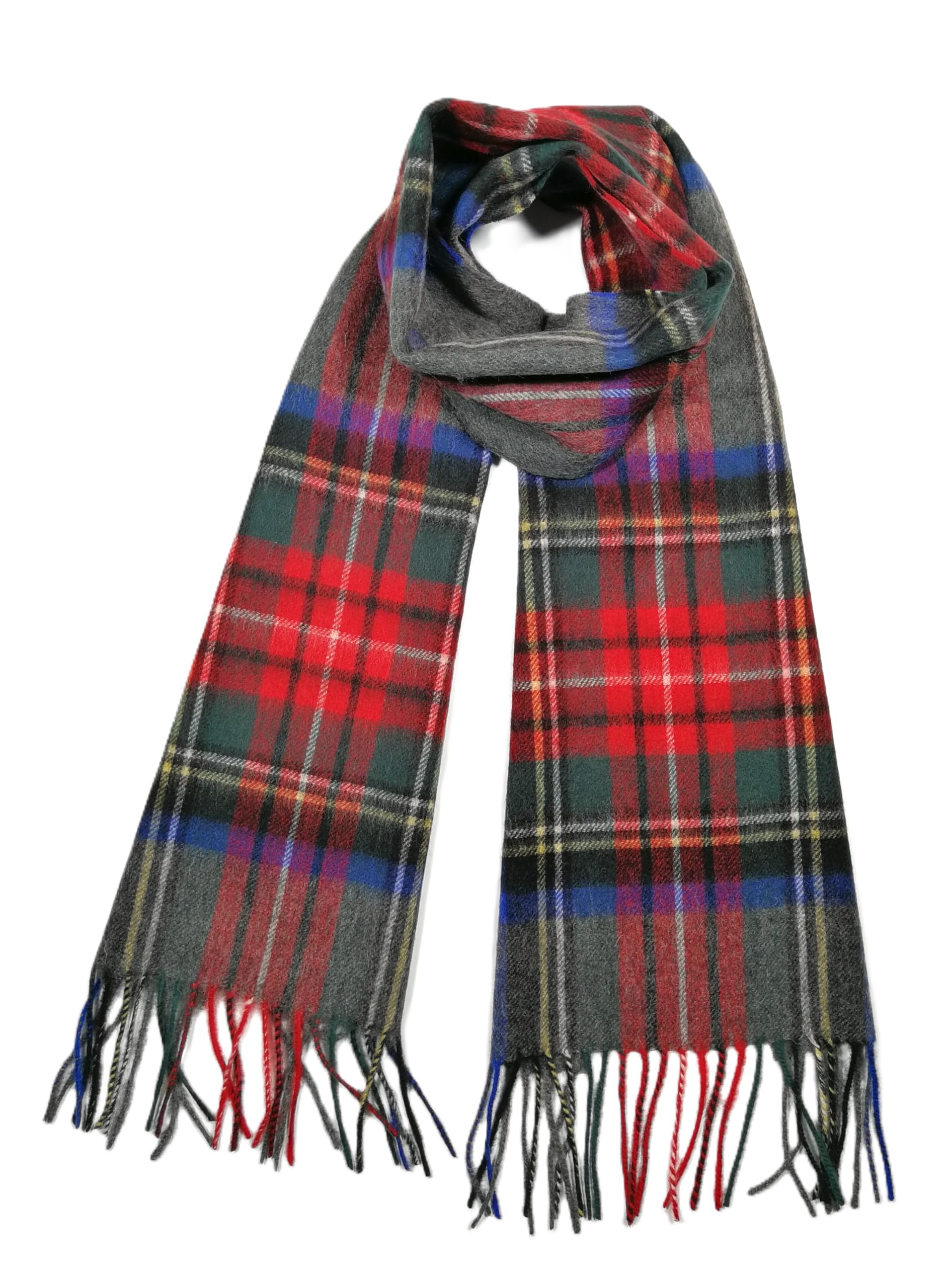 Shanlin 100% Australian Merino Wool Plaid Scarf for Men & Women – Soft, Warm, Lightweight Winter Wrap with Fringe