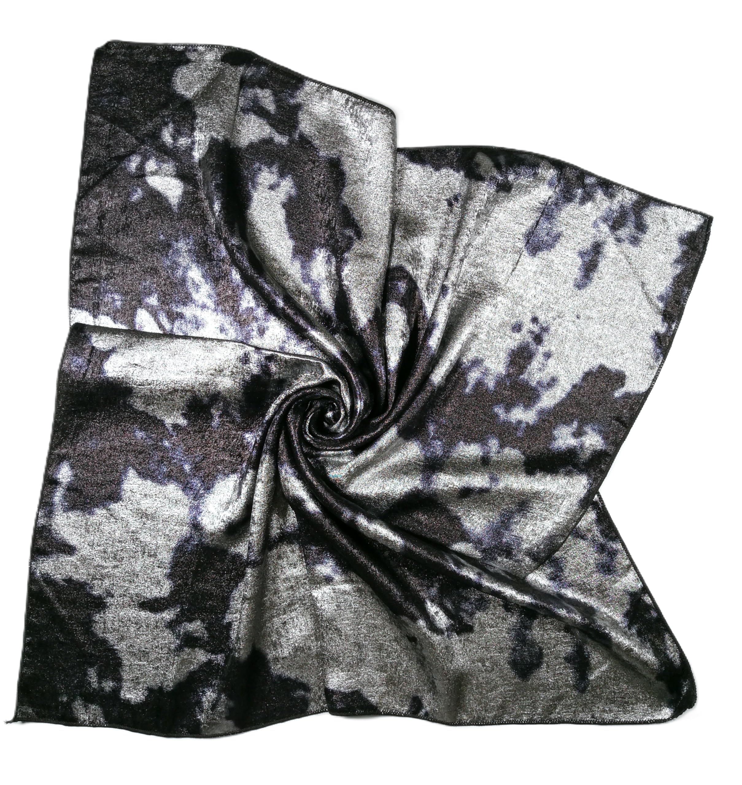 Shanlin Metallic Headscarf Futuristic Galaxy-Inspired Wrap Y2K Bandana Hip Hop Square Scarf for Women & Men