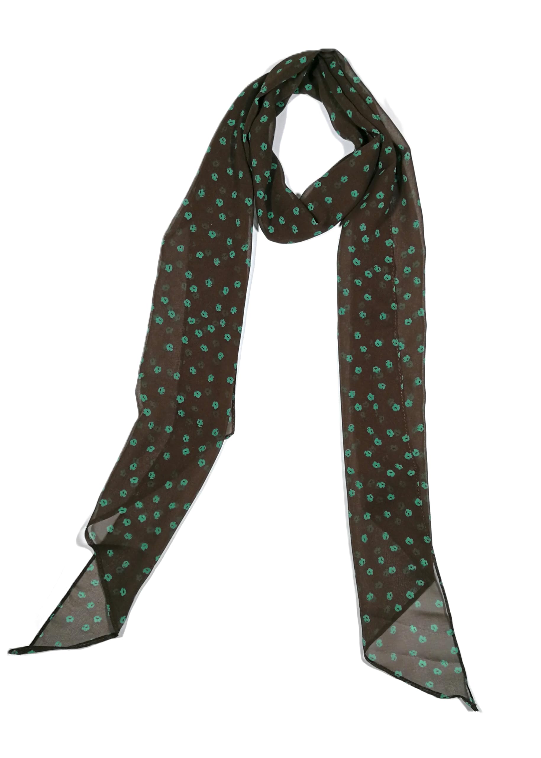 Shanlin Vintage Polka Dot Chiffon Skinny Scarf – Lightweight Retro Long Ribbon for Neck, Hair, Hat
